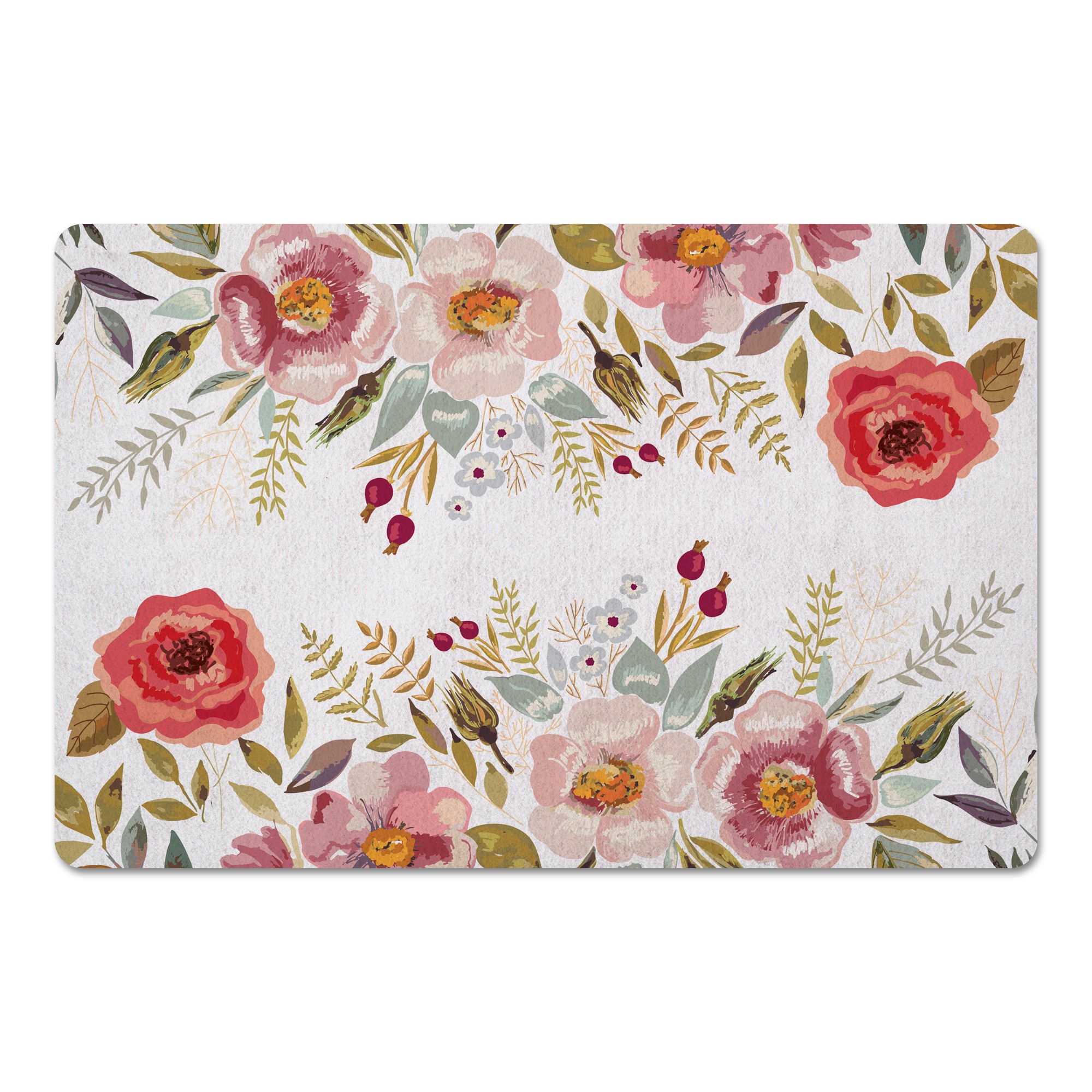 Coral Rose Bouquet 27x18 Floor Mat
