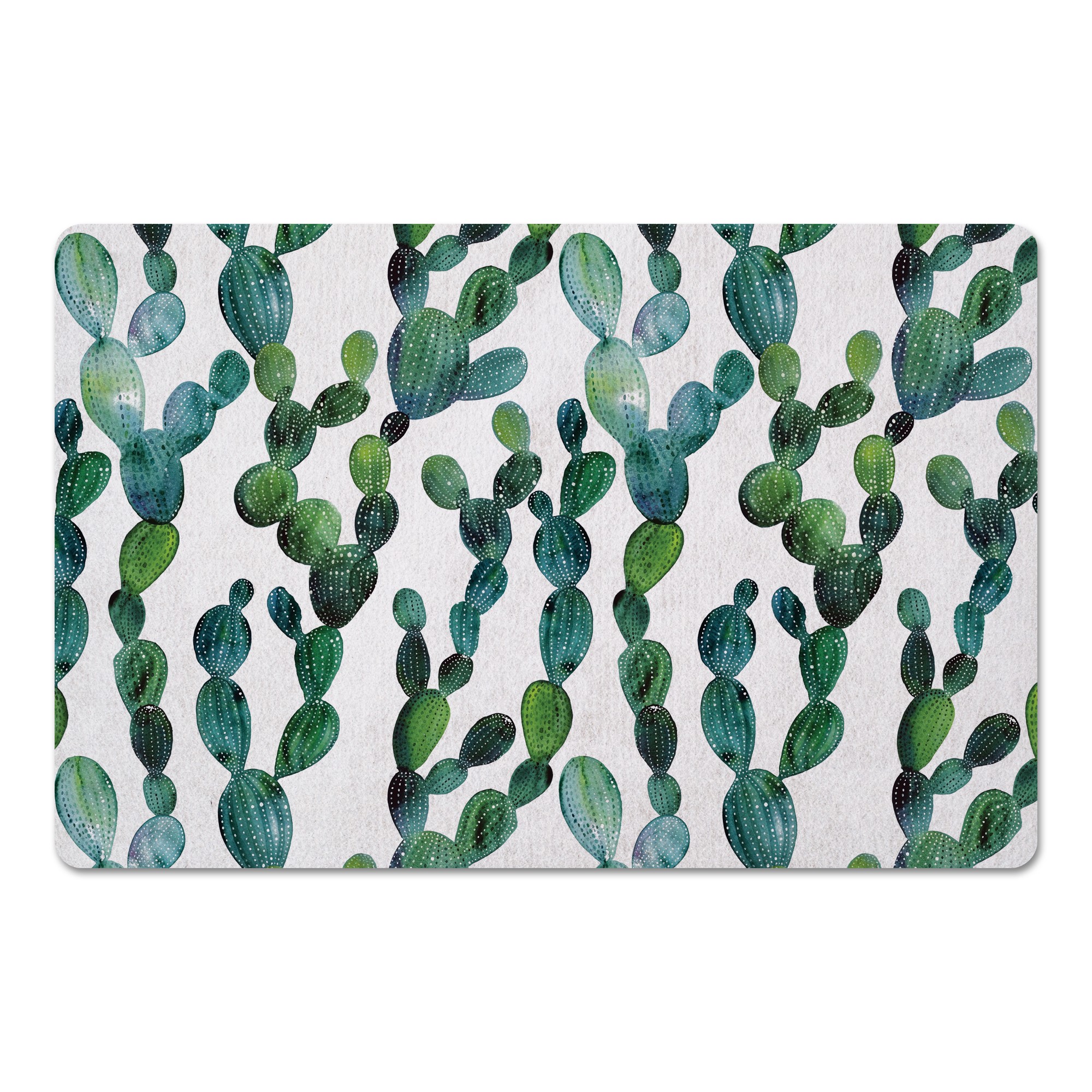 Blue Green Watercolor Cactus 27x18 Floor Mat