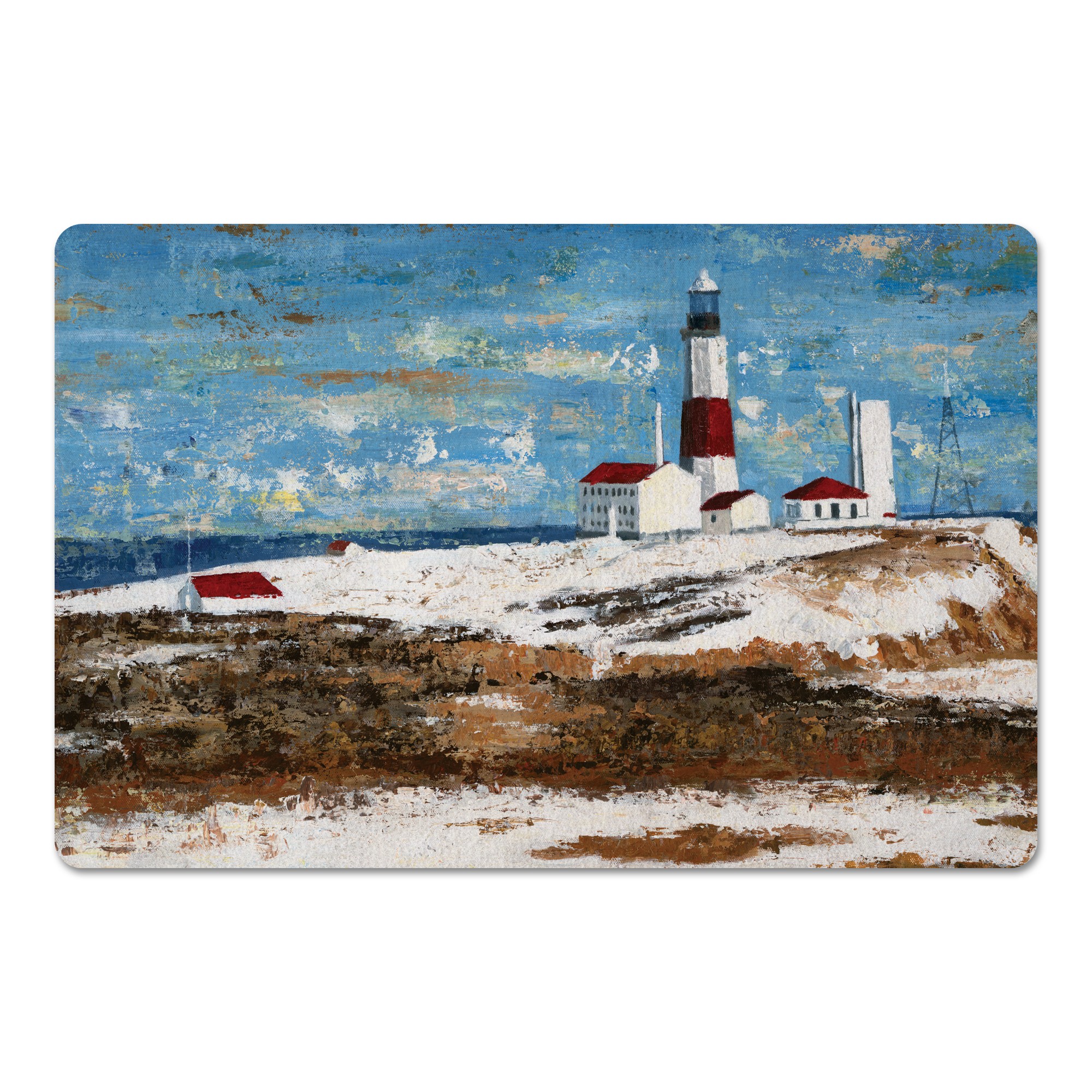 Abstract Lighthouse Coastline 27x18 Floor Mat