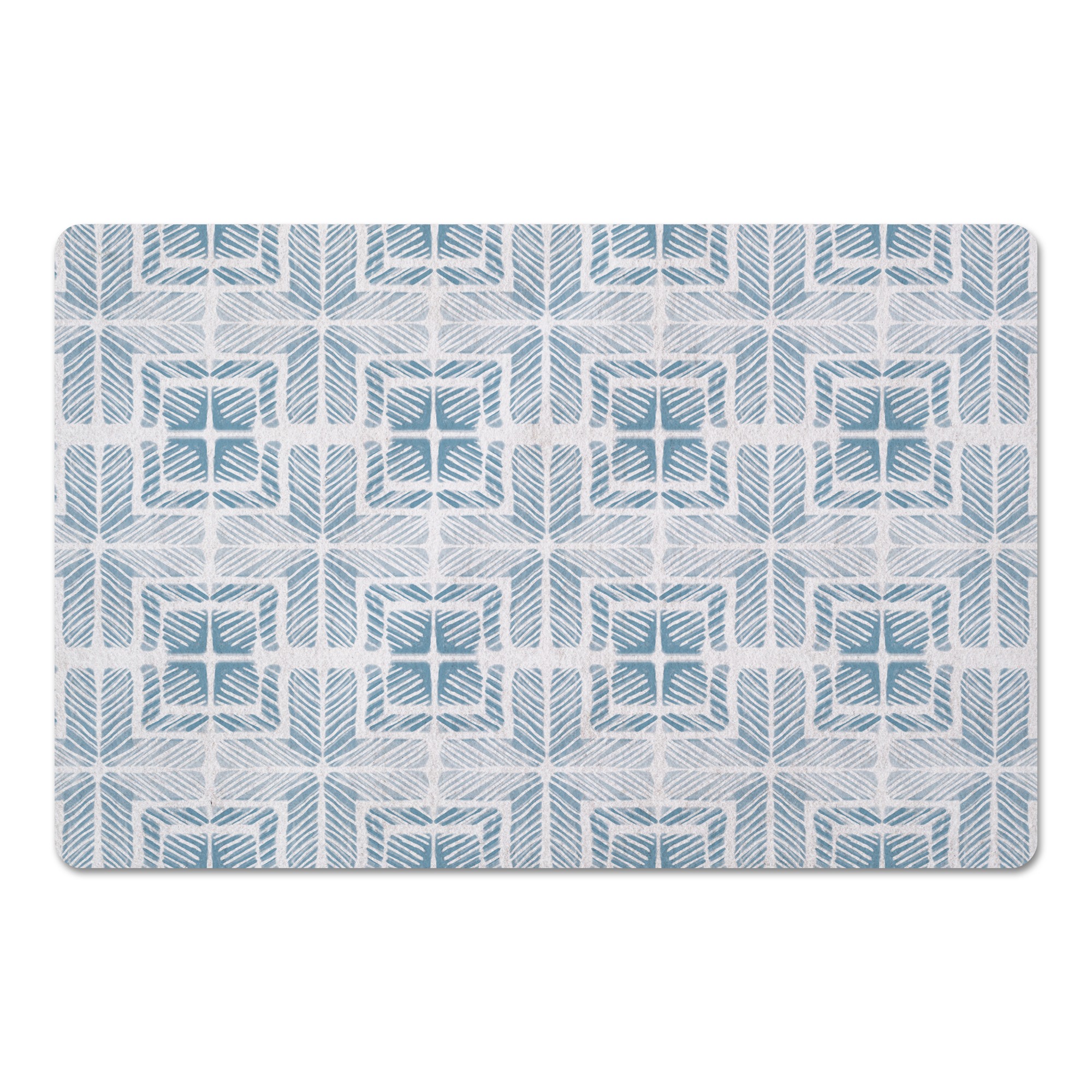 Blue Shibori Tile 27x18 Floor Mat