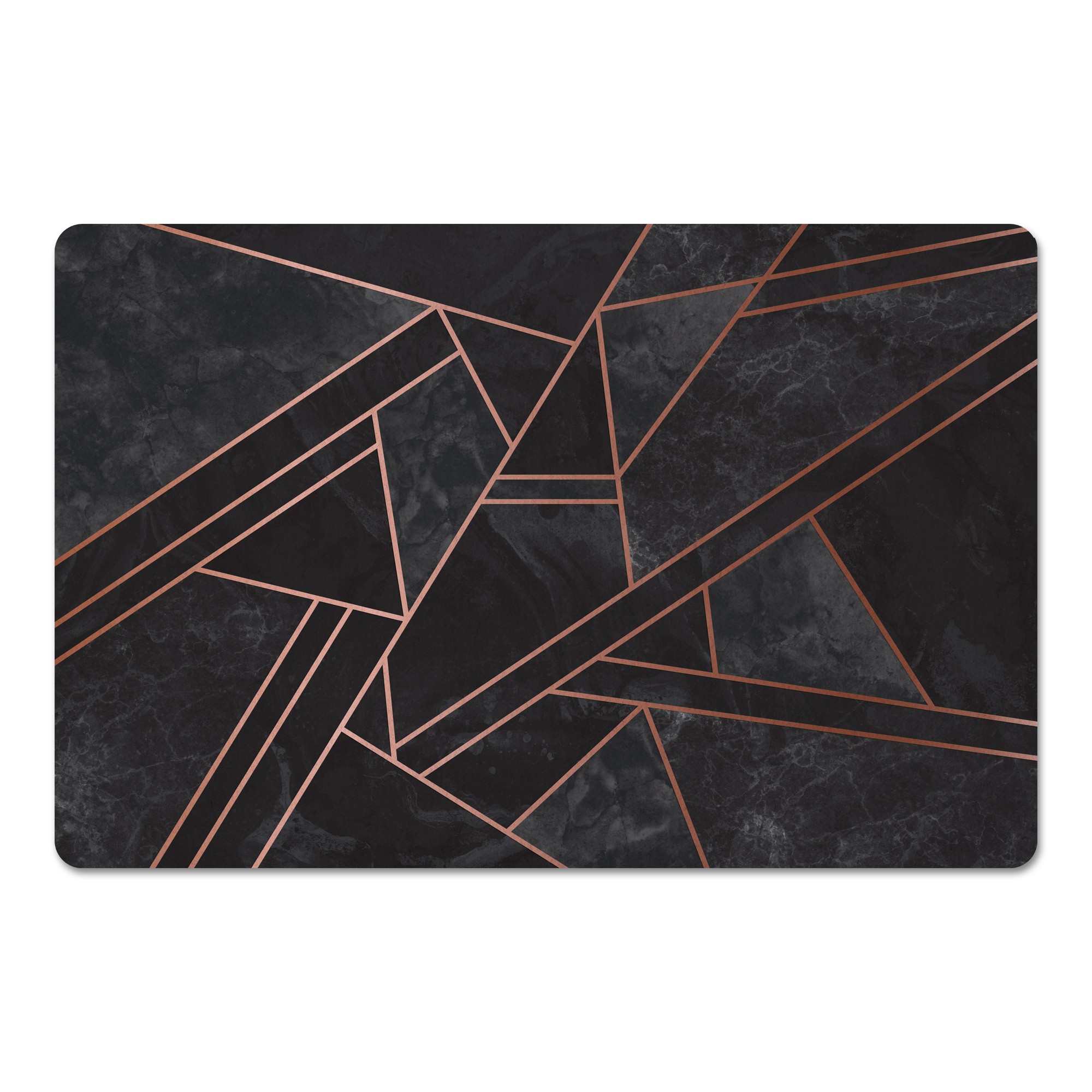 Black Geometric Marble 27x18 Floor Mat