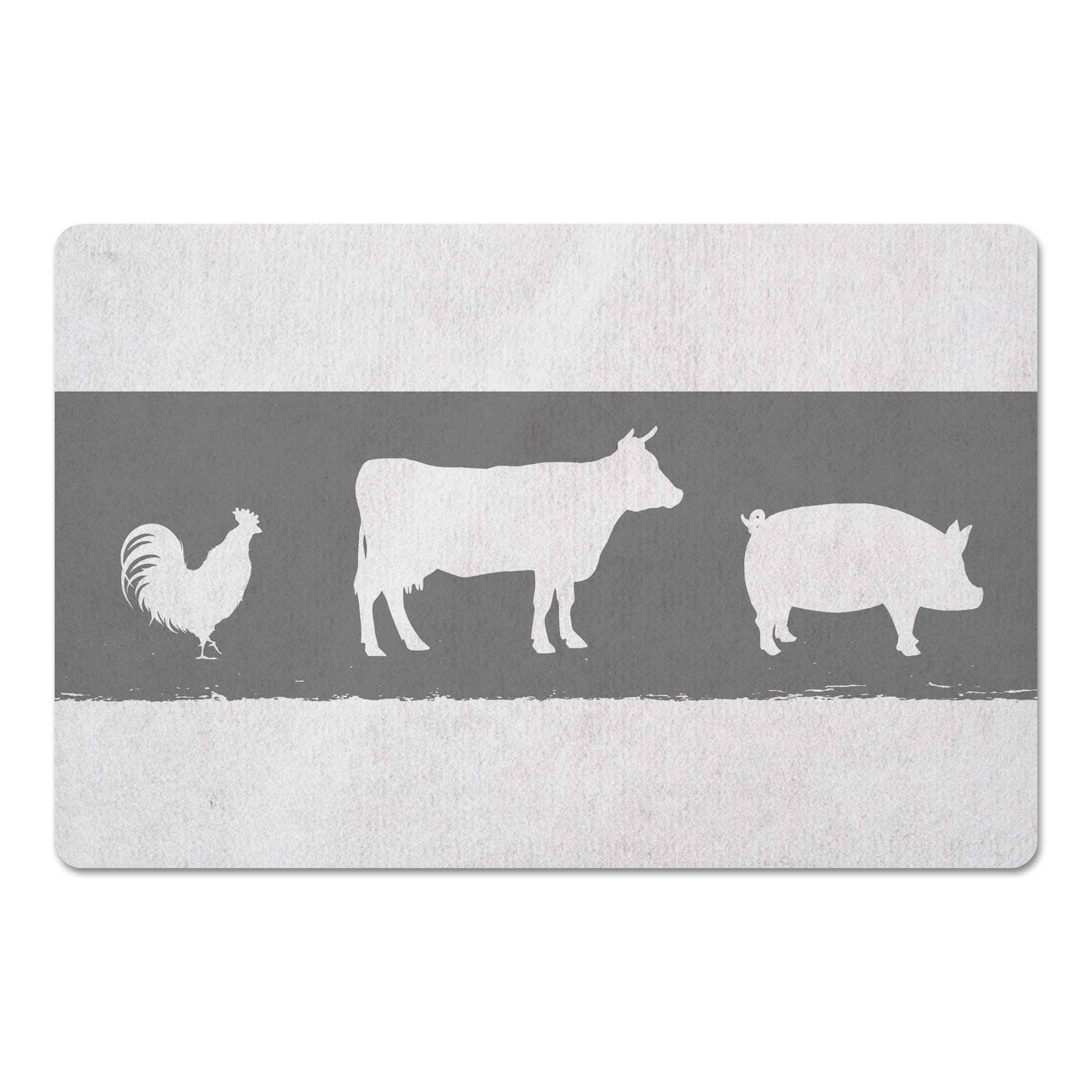 Gray Farm Animals 27x18 Floor Mat