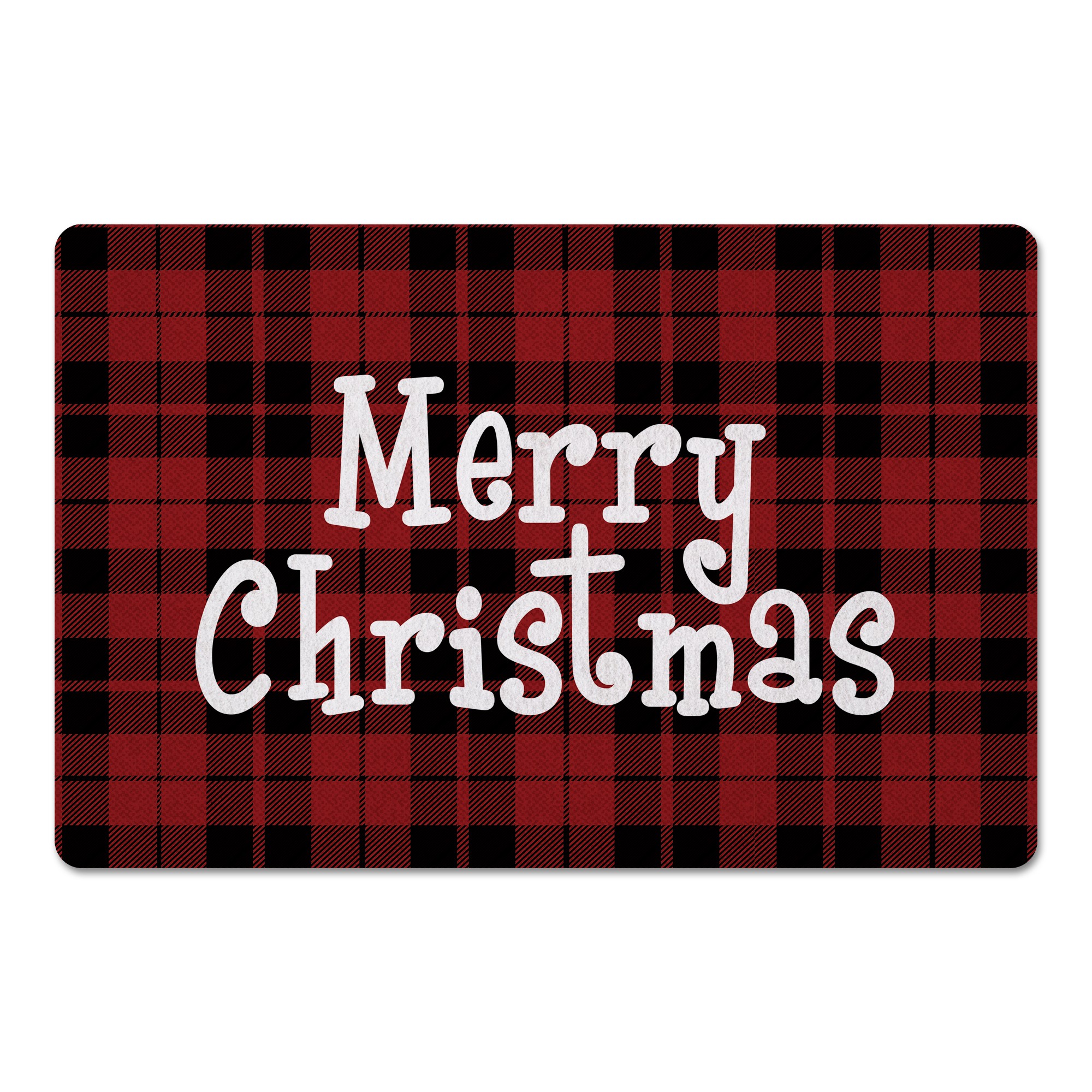 Merry Christmas Plaid 27x18 Floor Mat
