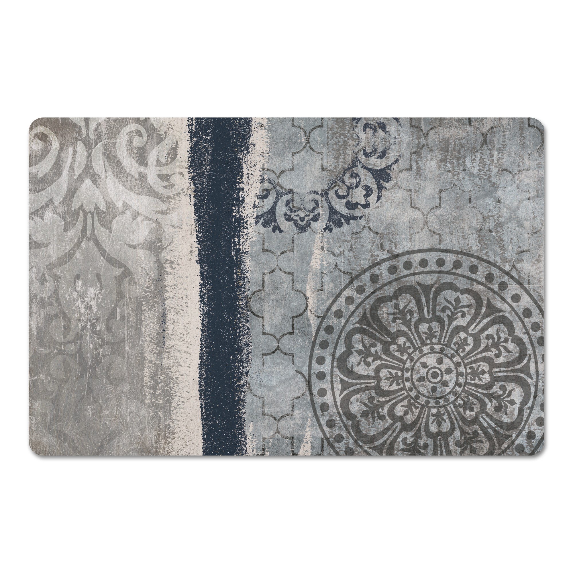 Distressed Blue Medallion 27x18 Floor Mat