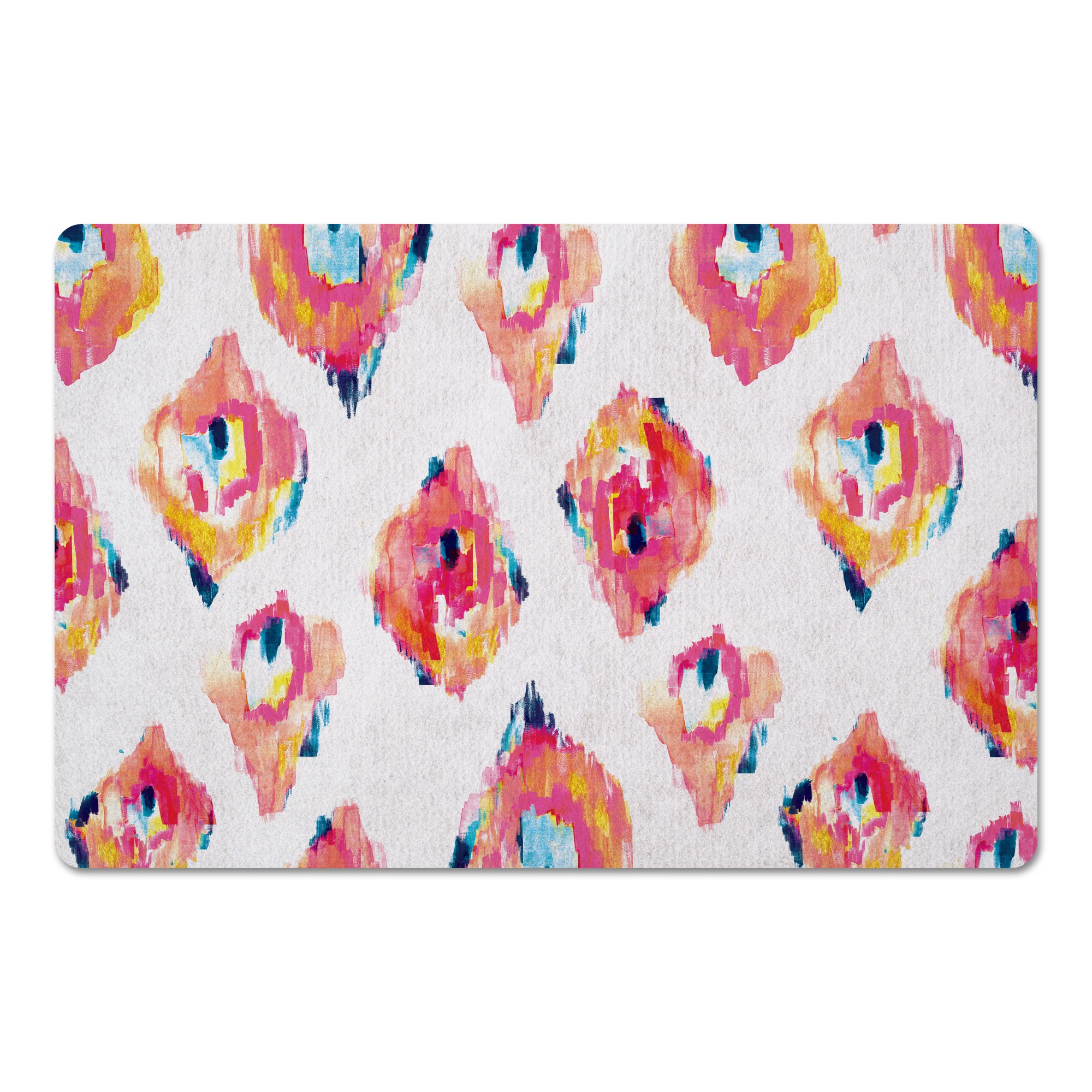 Peach and Navy Ikat 27x18 Floor Mat