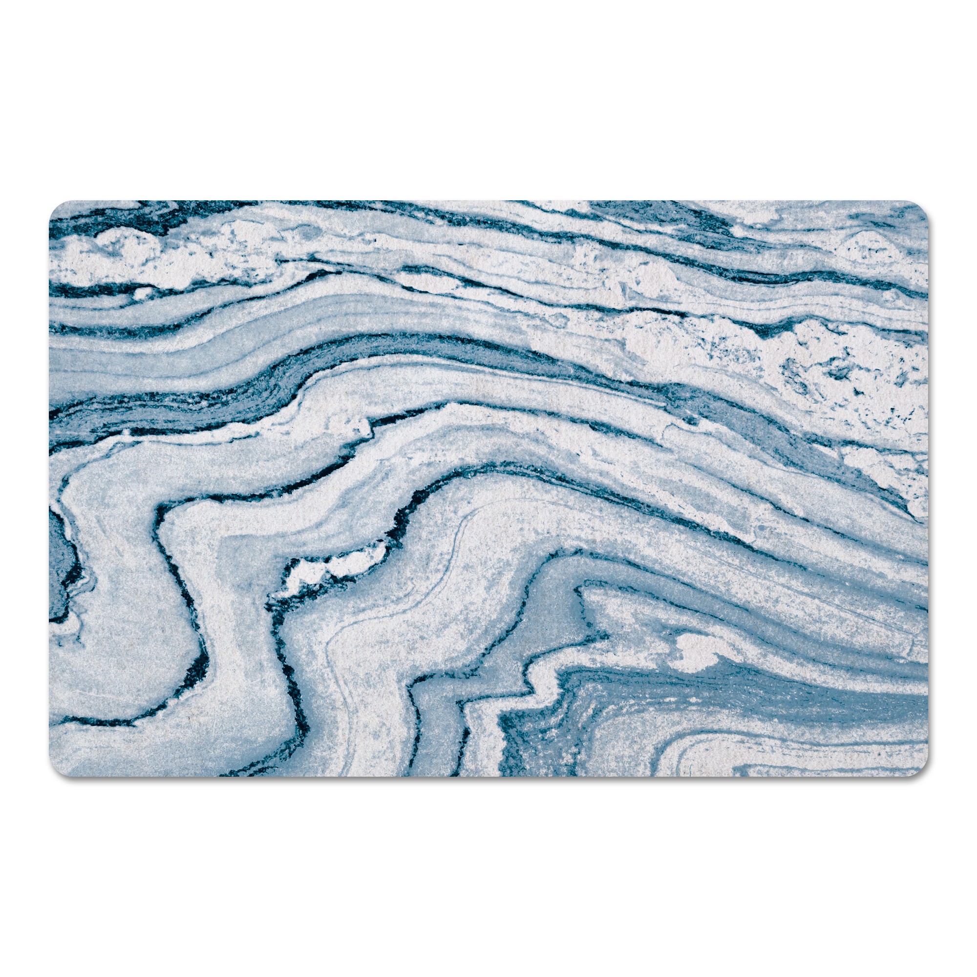 Blue and White Marble 27x18 Floor Mat