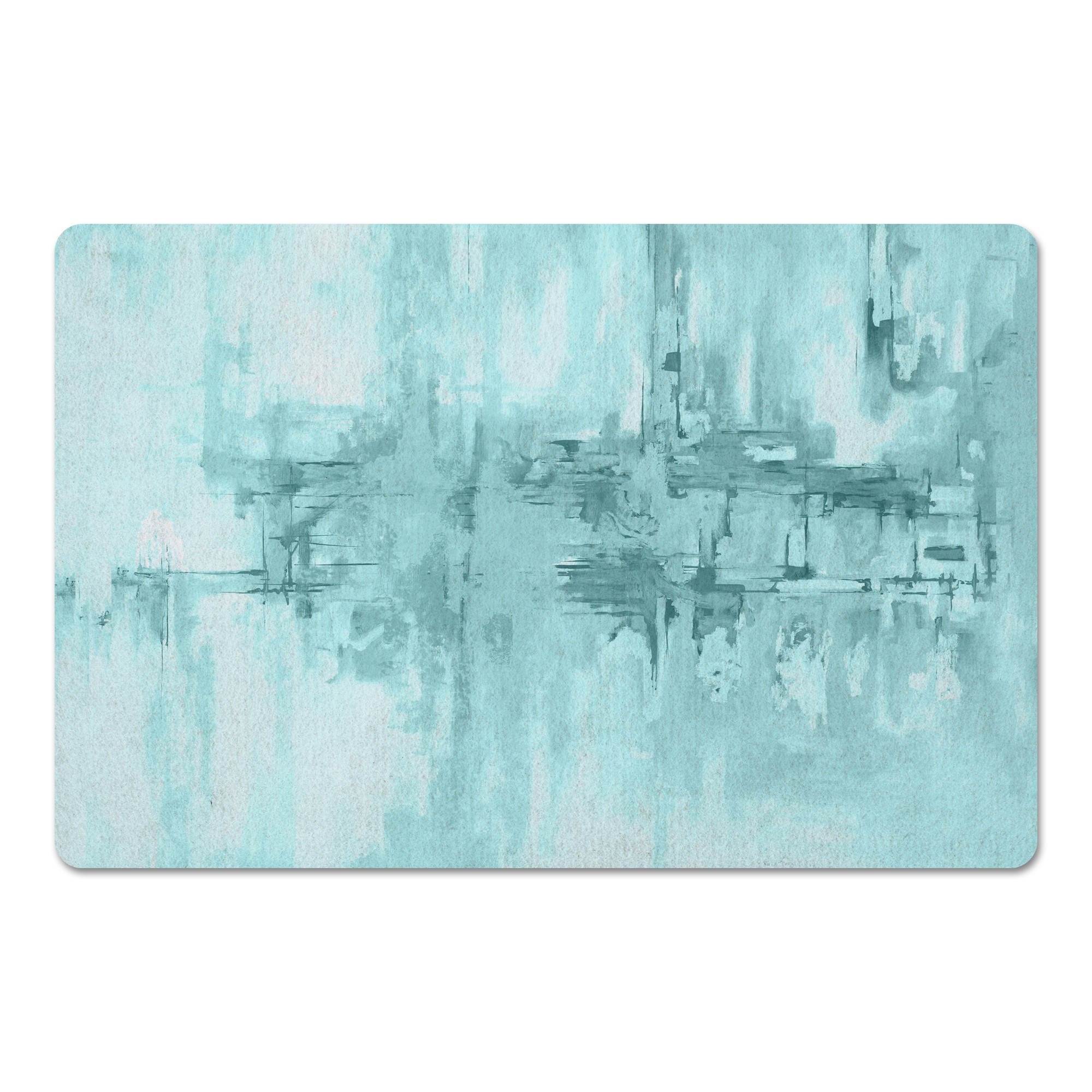 Teal Abstract Painting 27x18 Floor Mat