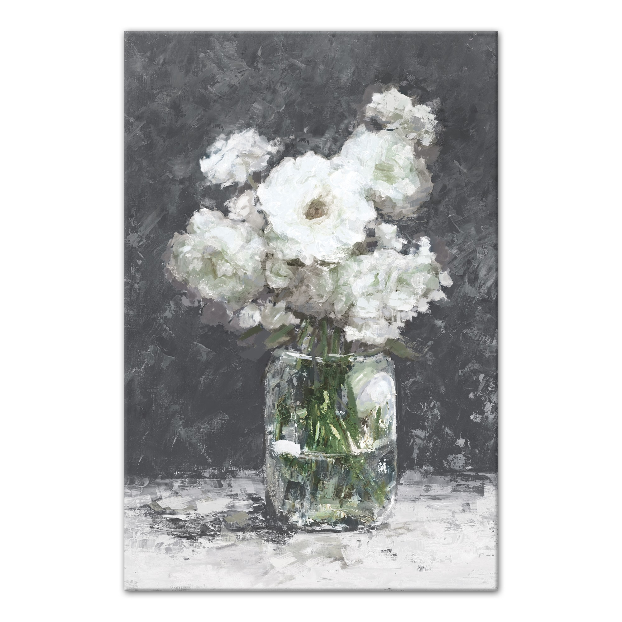 White Abstract Flower Vase 20x30 Canvas Wall Art
