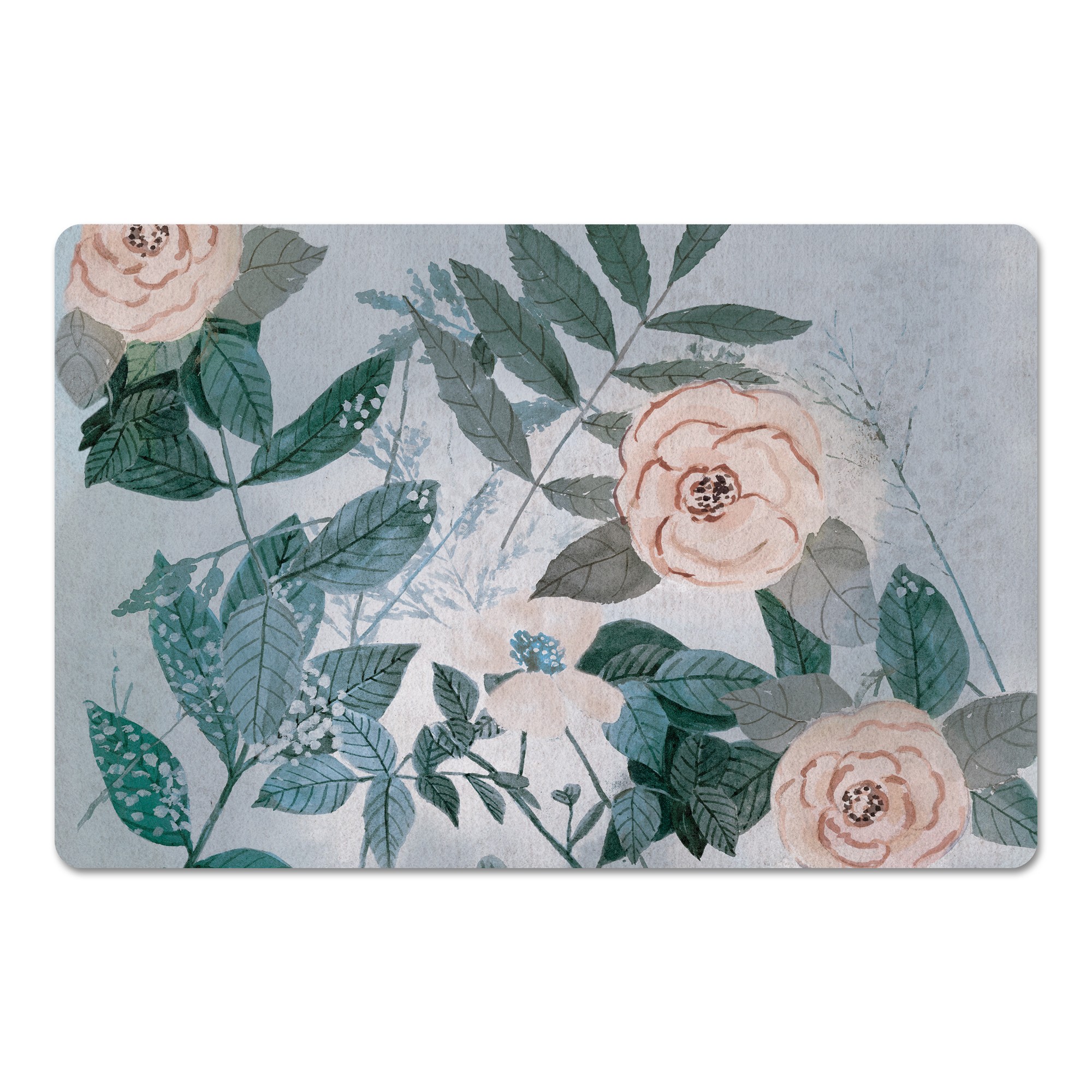 Peach and Green Botanicals 27x18 Floor Mat