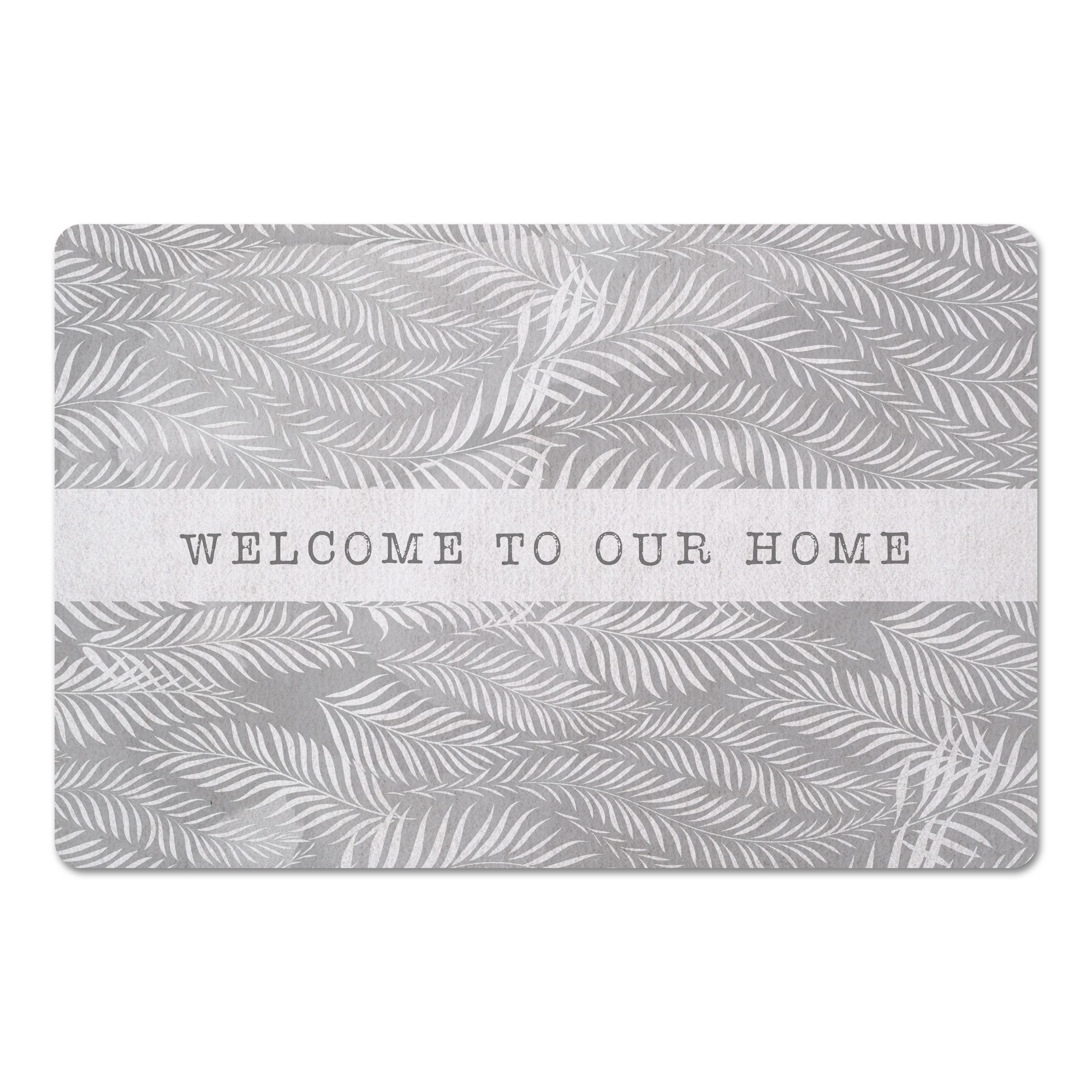 Gray Watercolor Ferns 27x18 Floor Mat
