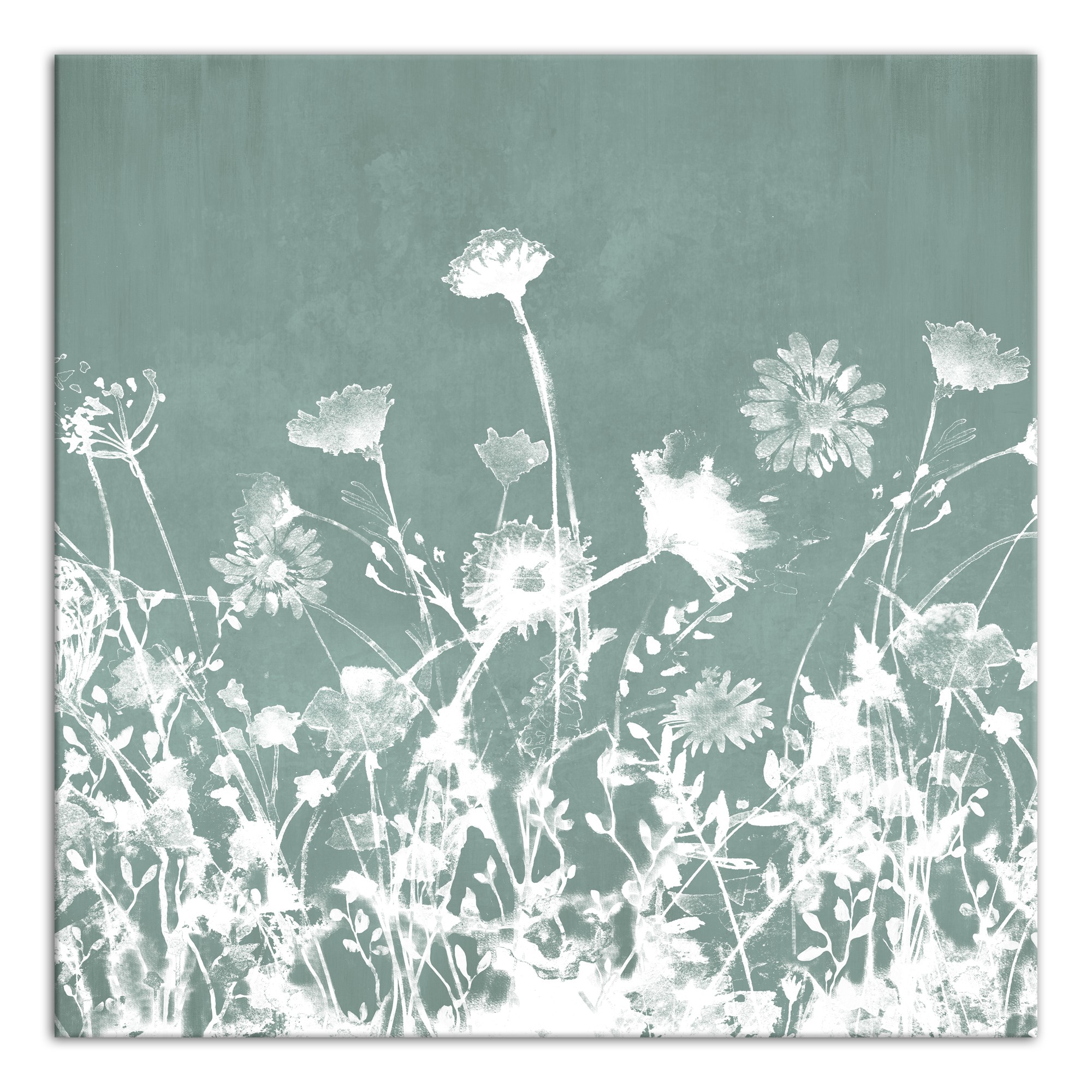 White Stamped Wildflowers 30x30 Canvas Wall Art