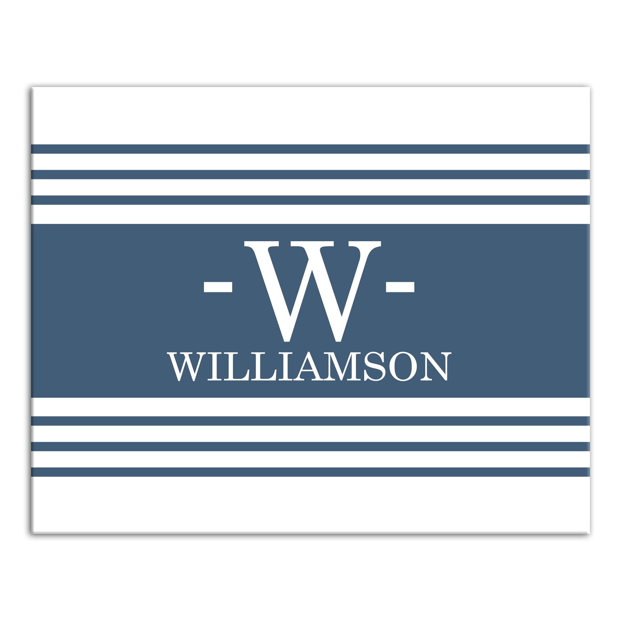 Blue Farmhouse Stripes Initial  16x20 Personalized Canvas Wall Art