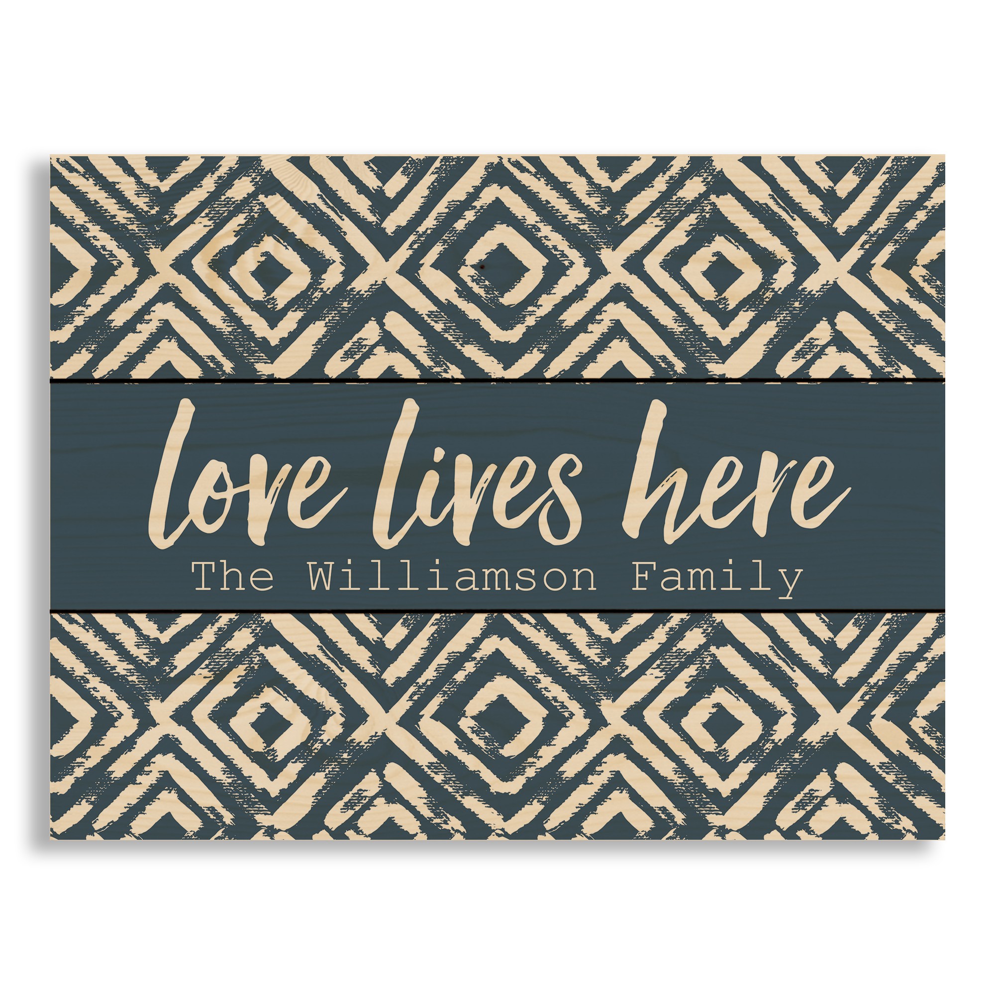 Love Lives Here Tribal Pattern 14x10.5 Pallet Wood Art