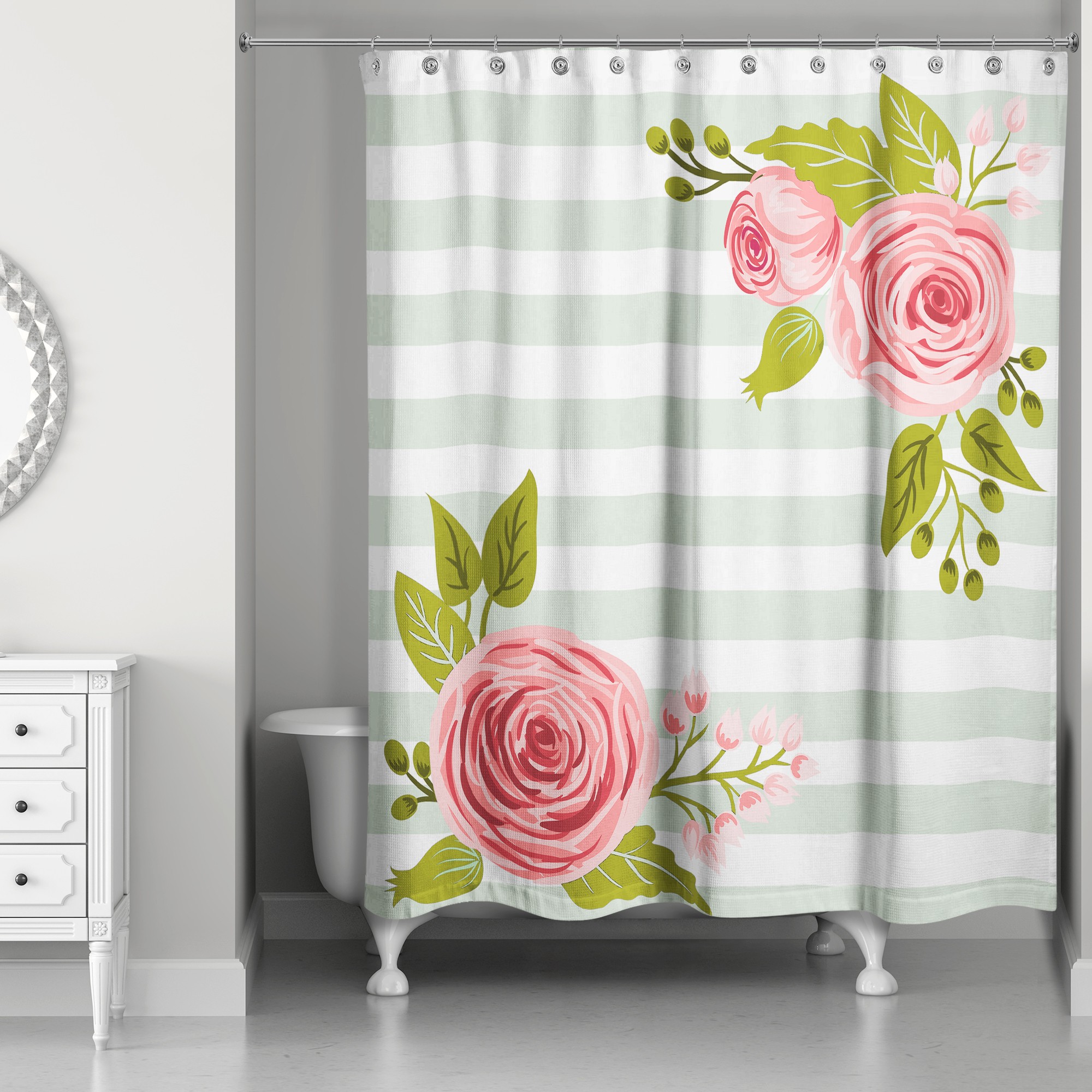 Flower Stripes  Shower Curtain