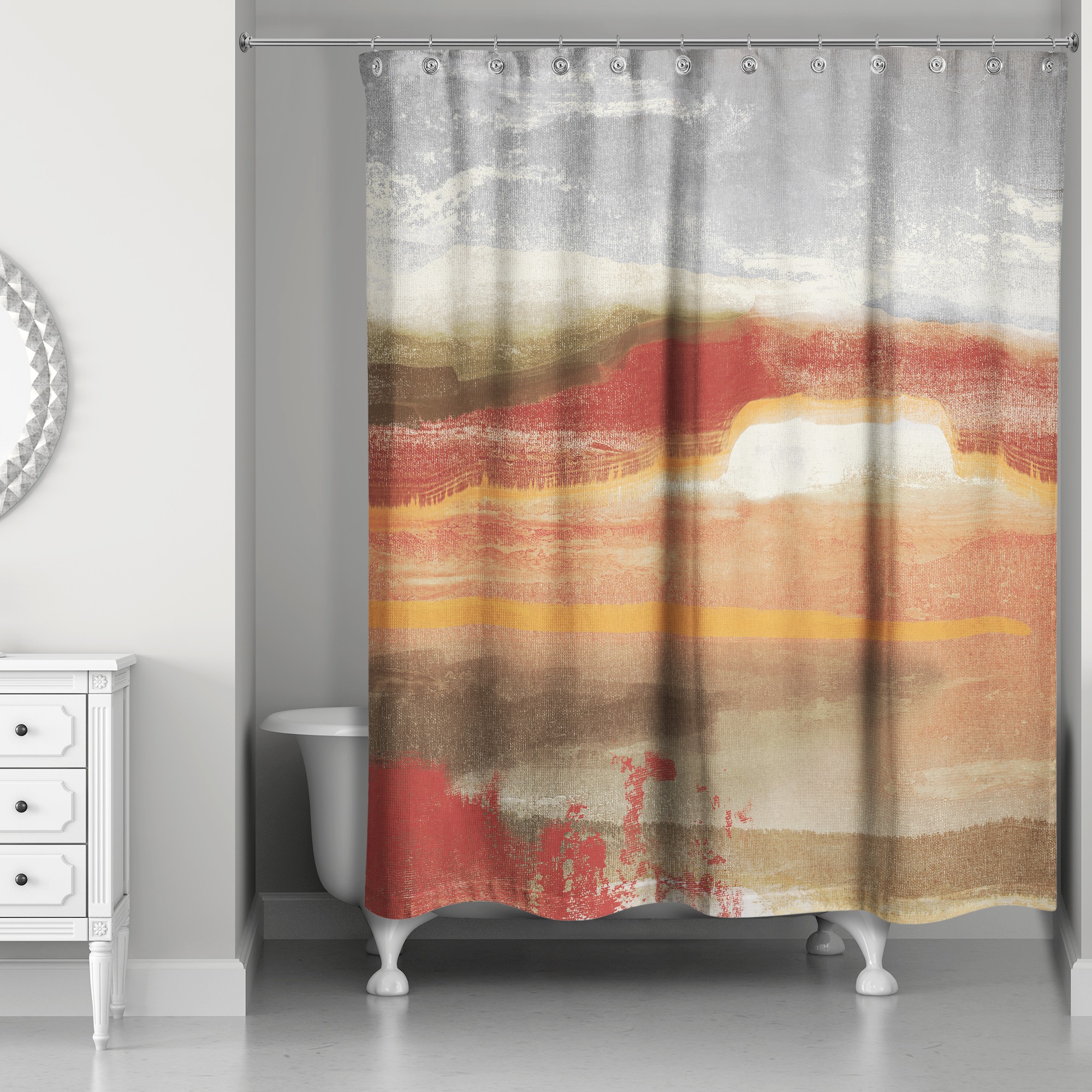 Abstract Rust Landscape 71x74 Shower Curtain