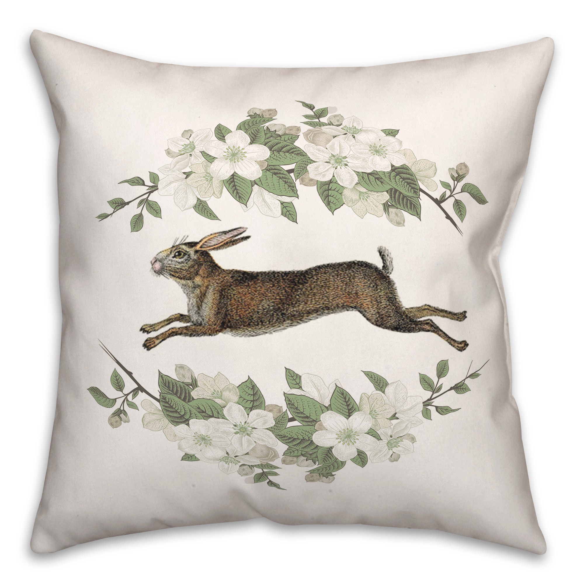 Floral French Running Hare Pillow