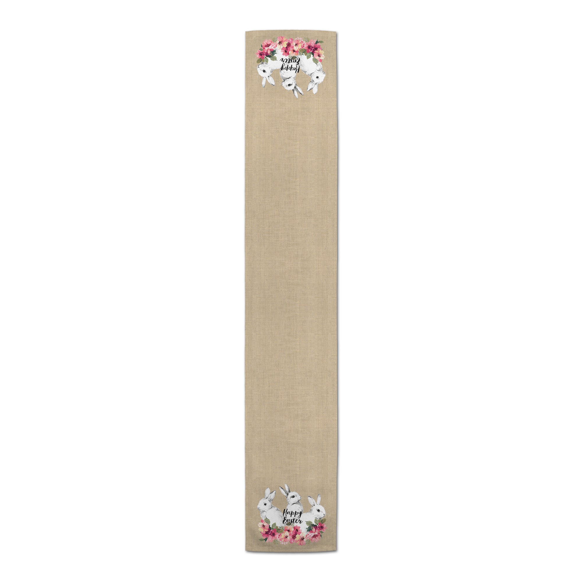 Burlap Sketched Bunnies Runner