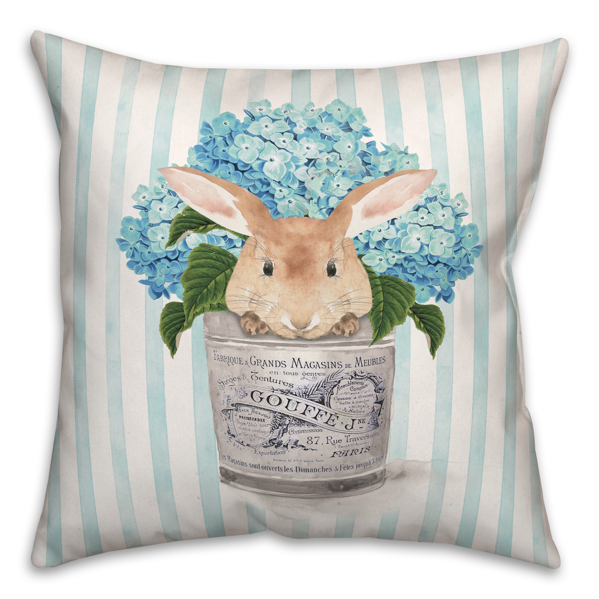 Metal Bucket Bunny Pillow