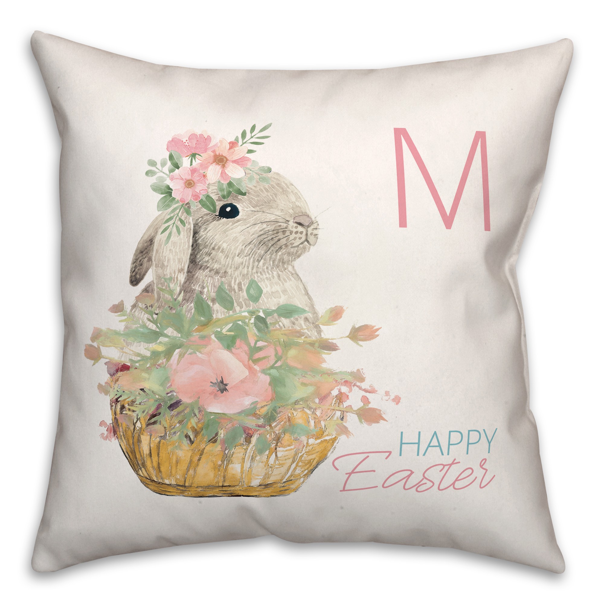 Happy Easter Bunny Basket  Pillow