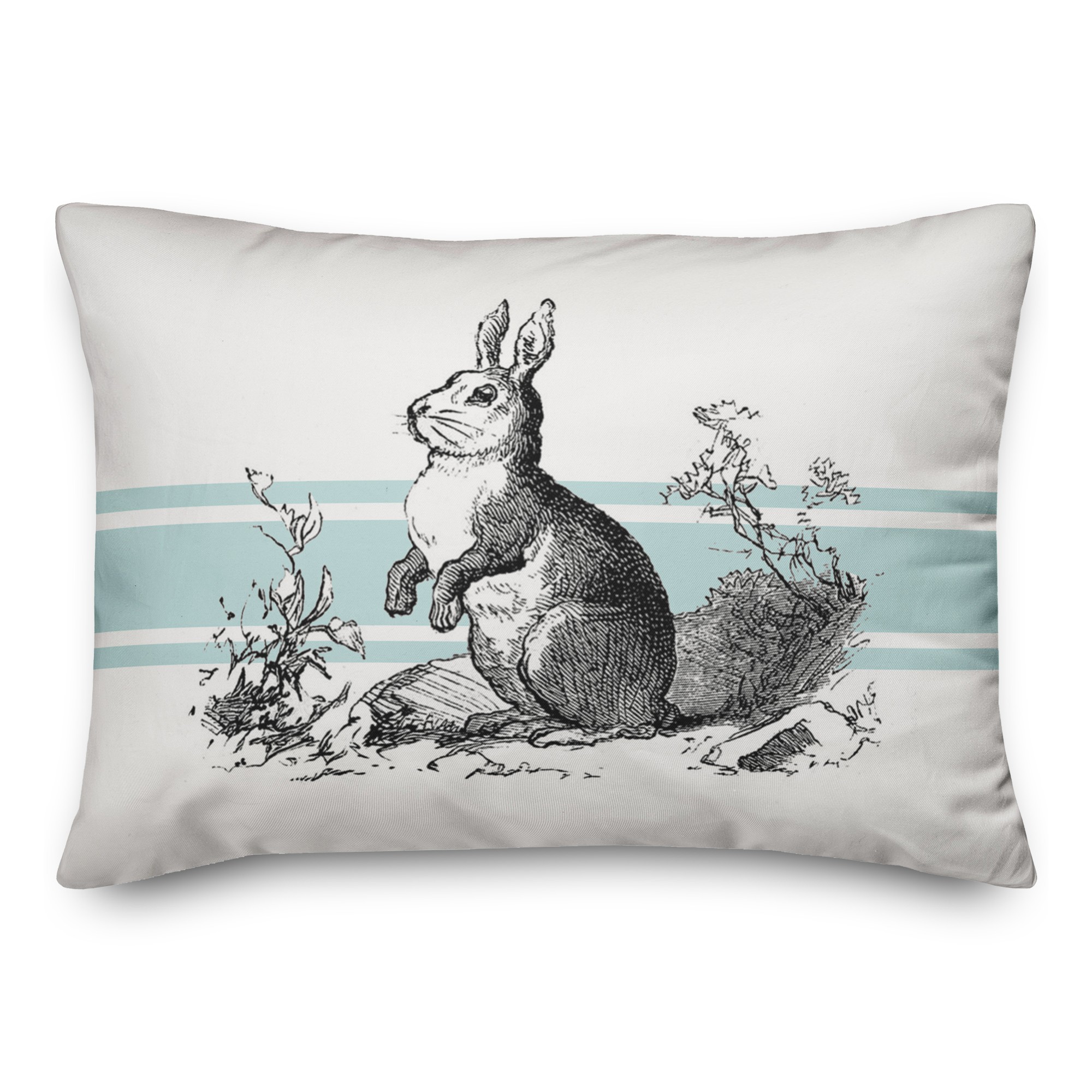 Vintage Stripe Bunny 14x20 Spun Poly Pillow