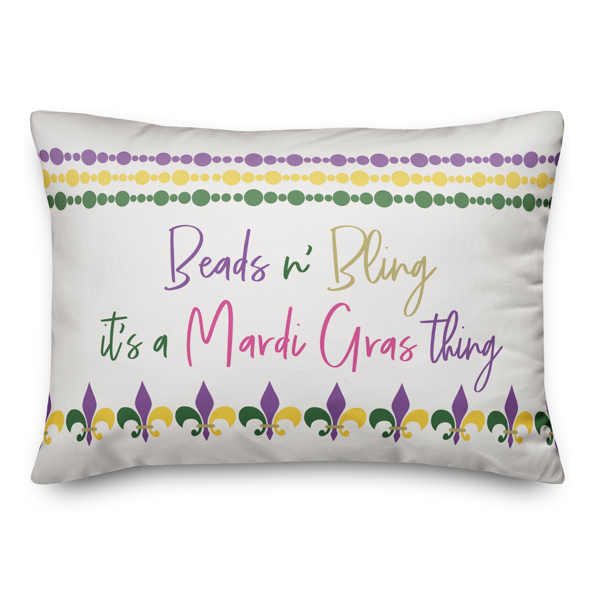 Beads and Bling It's a Mardi Gras Thing 14x20 Spun Poly Pillow