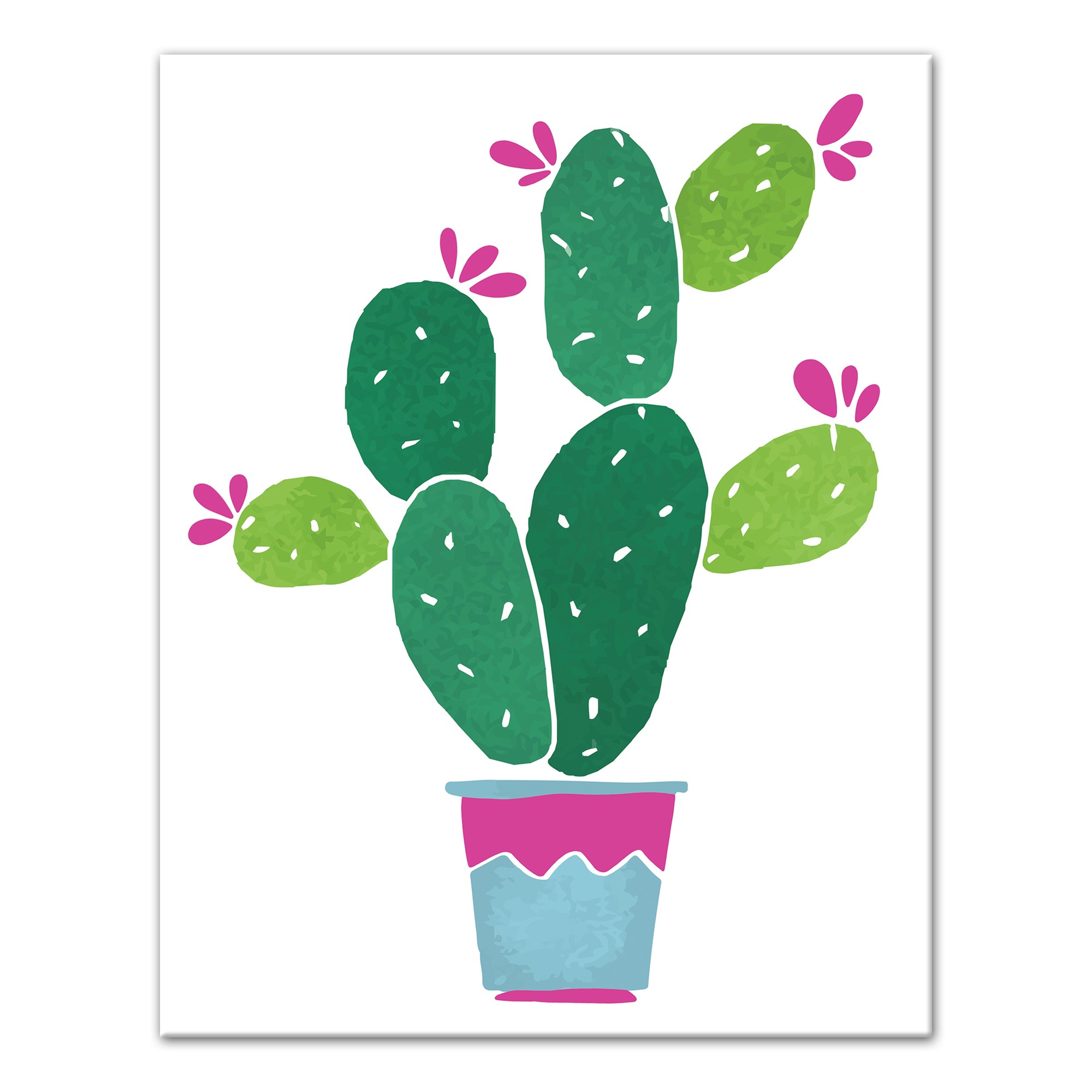 Pink Prickle Cactus 11x14 Canvas Wall Art