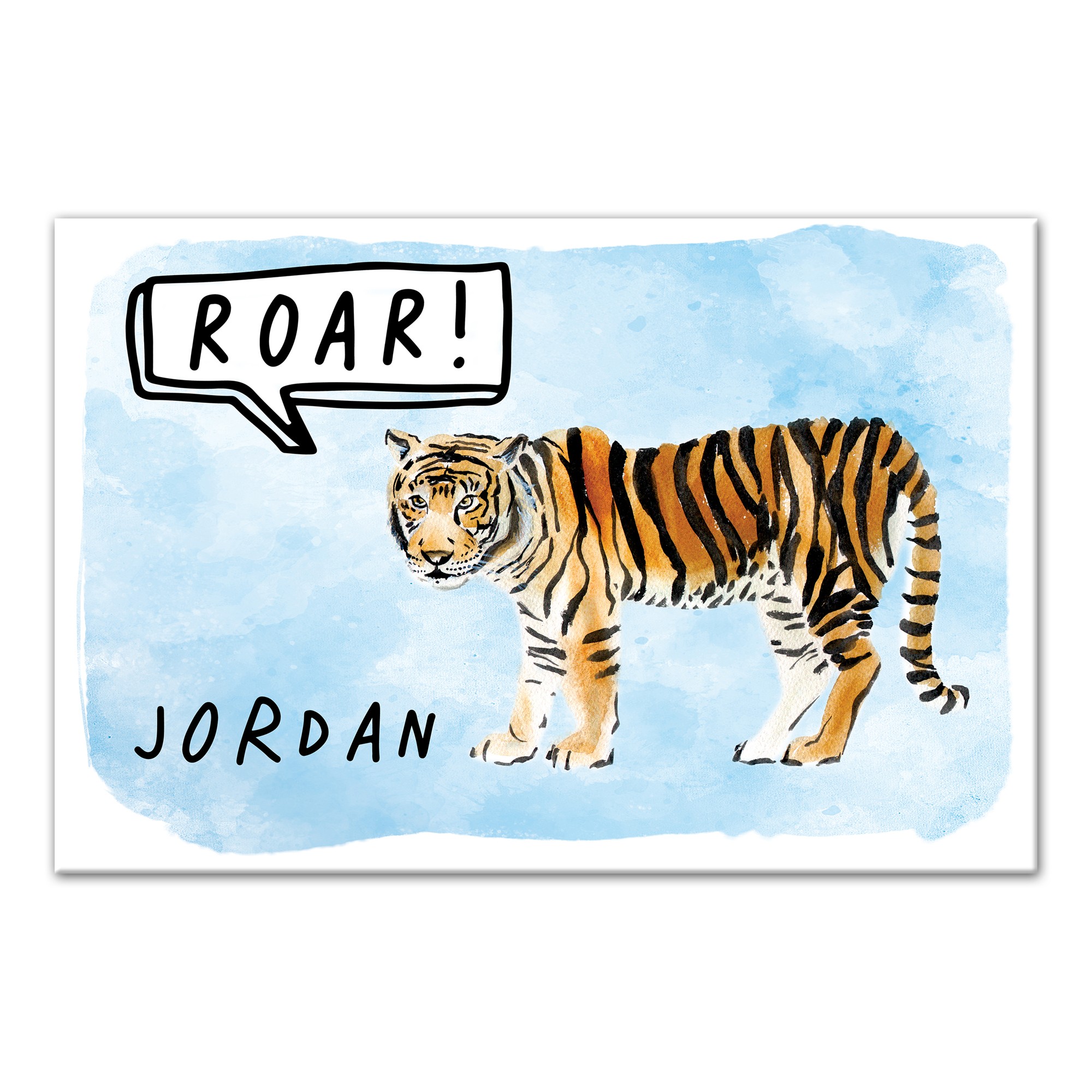Roaring Watercolor Tiger 12x18 Personalized Canvas Wall Art