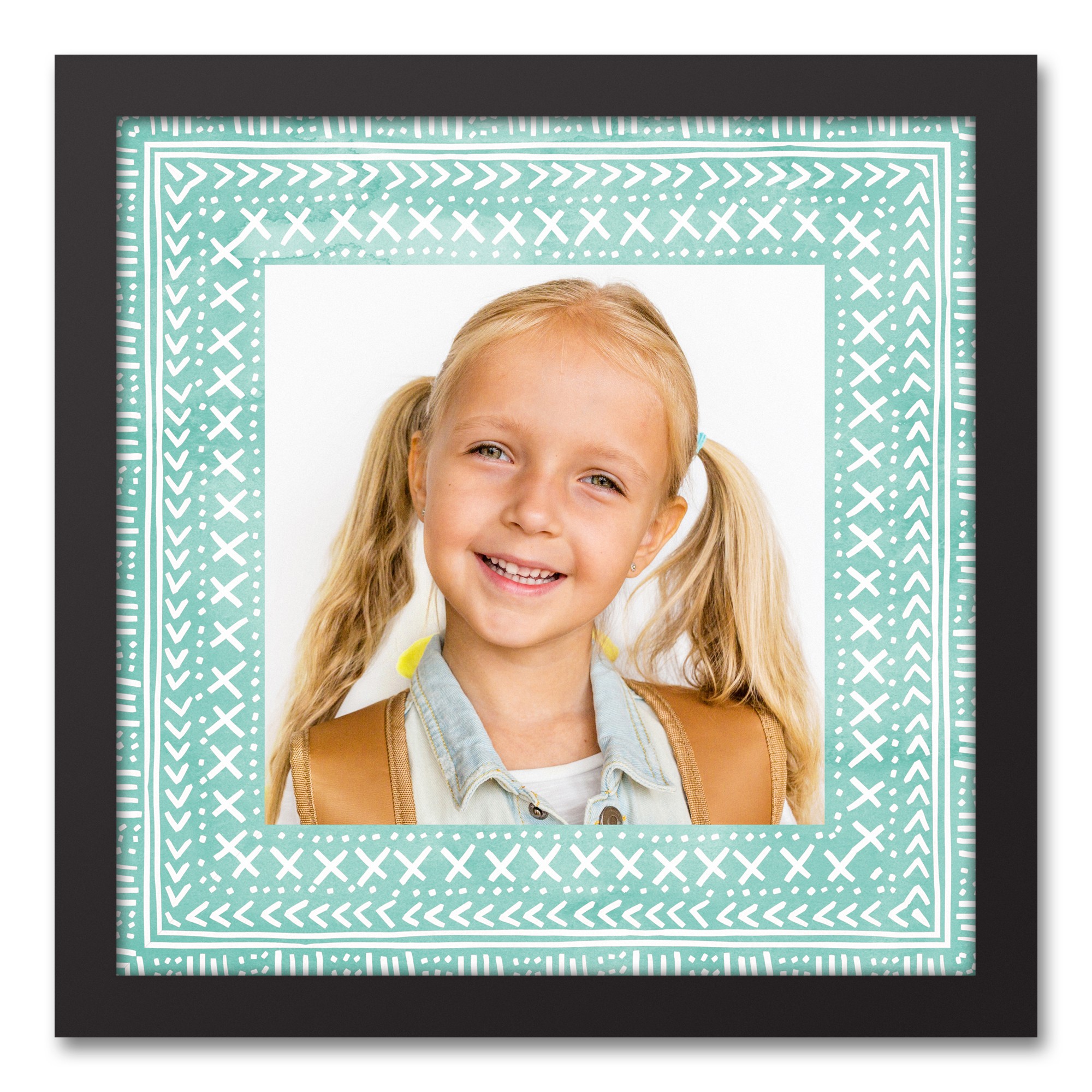 Green Tribal Photo 12x12 Personalized Black Framed Canvas