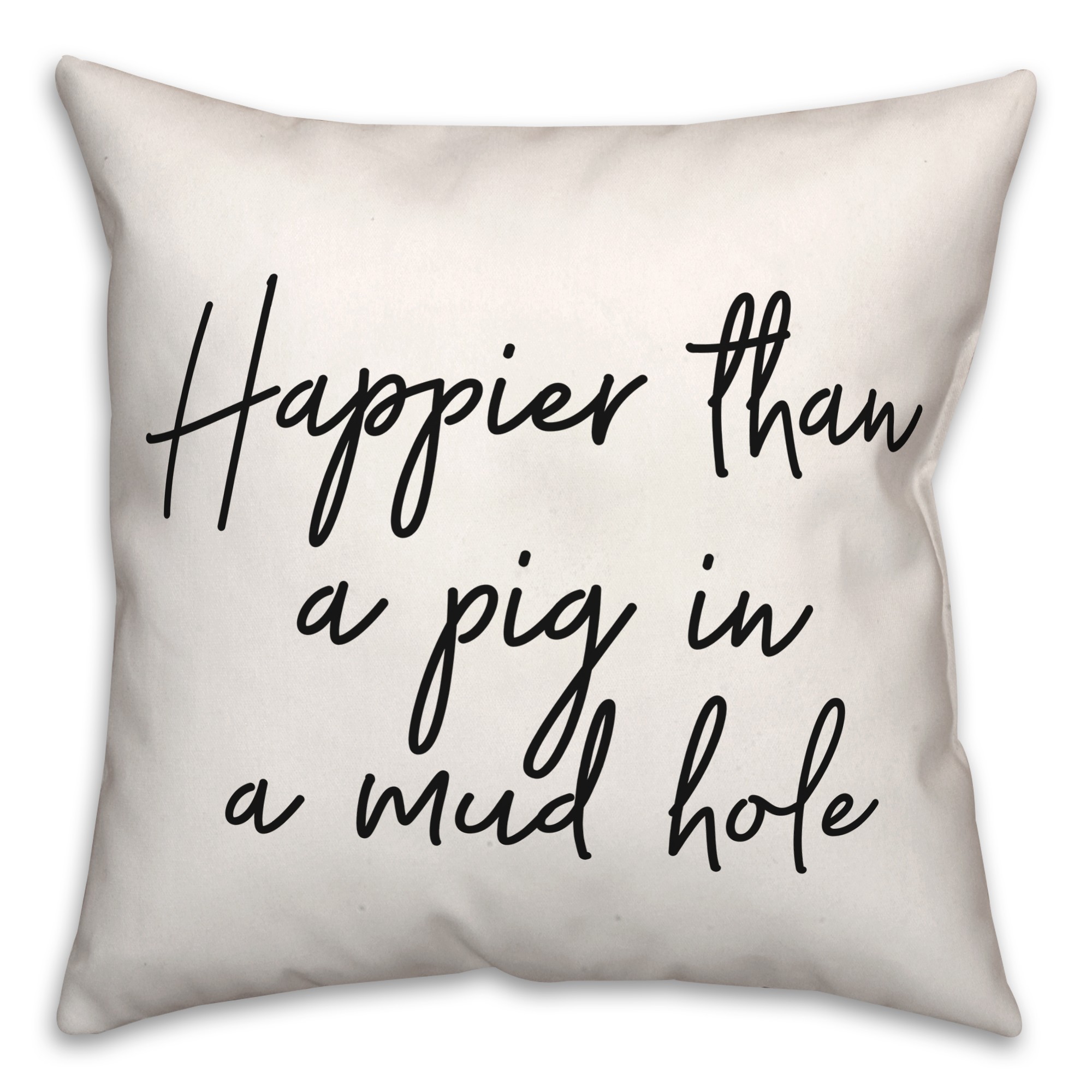 Pig Mud Hole  18x18 Spun Poly Pillow