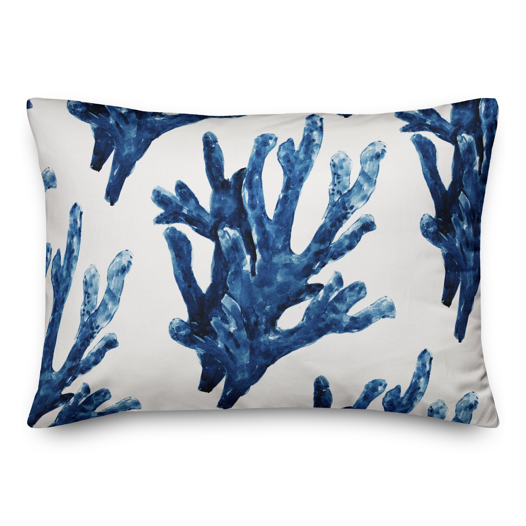 Blue Watercolor Coral  14x20 Spun Poly Pillow