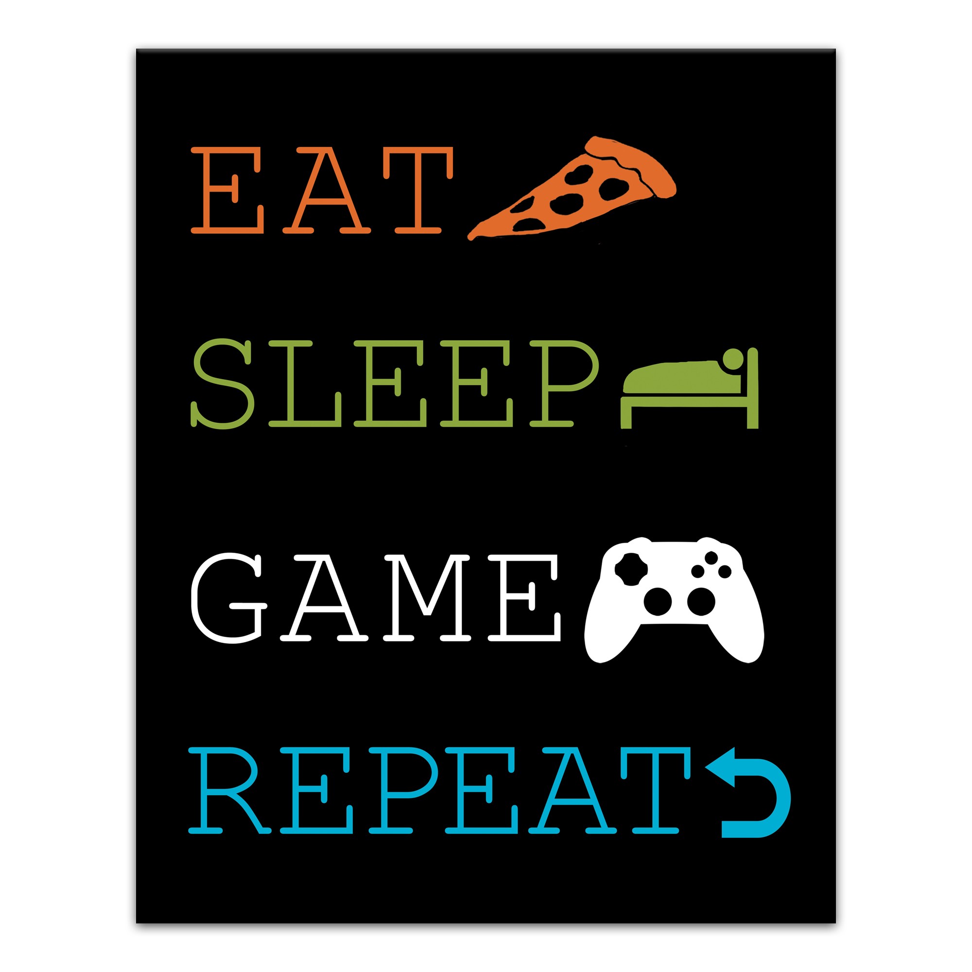 Eat Sleep Game Repeat  Wall Art