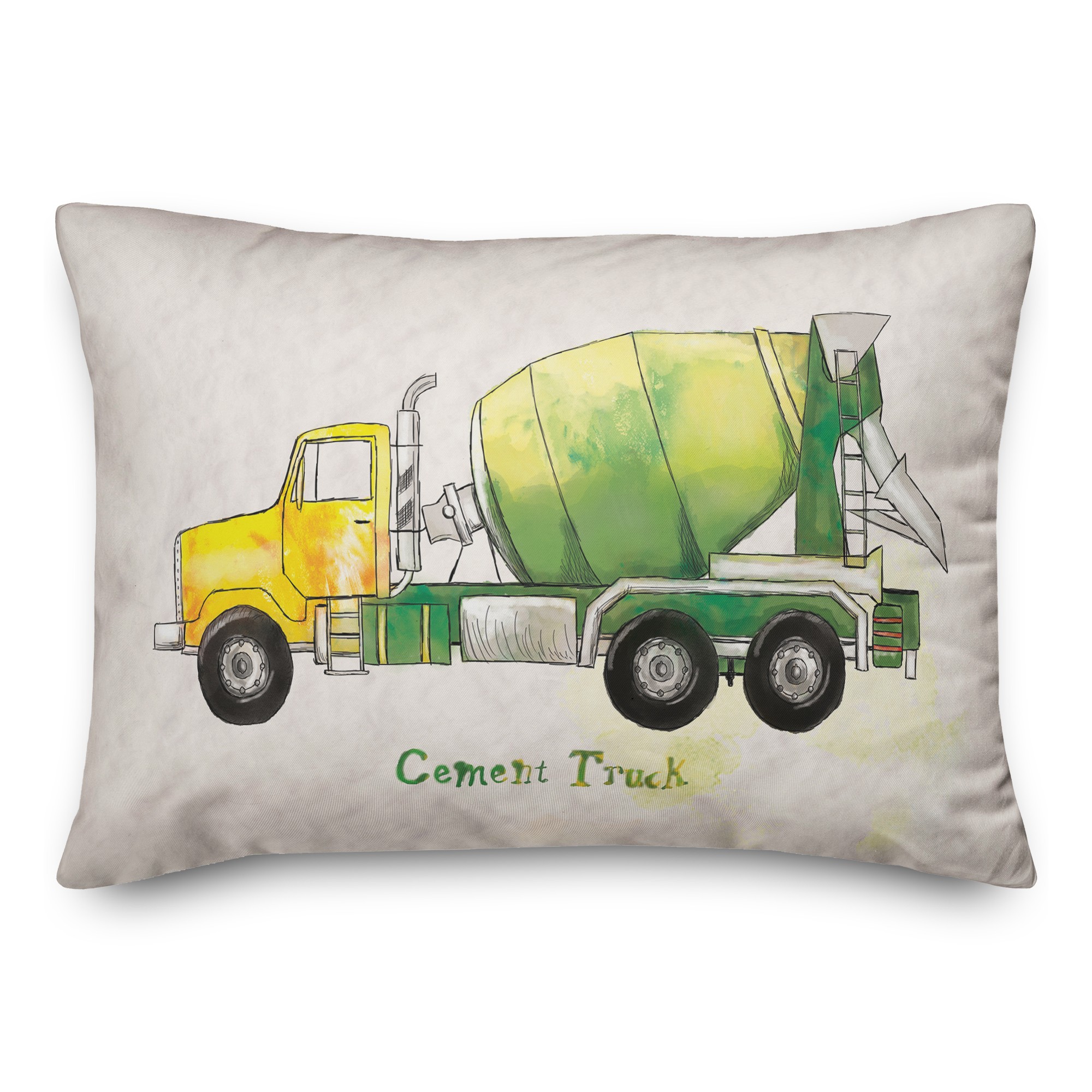 Watercolor Cement Truck  14x20 Spun Poly Pillow