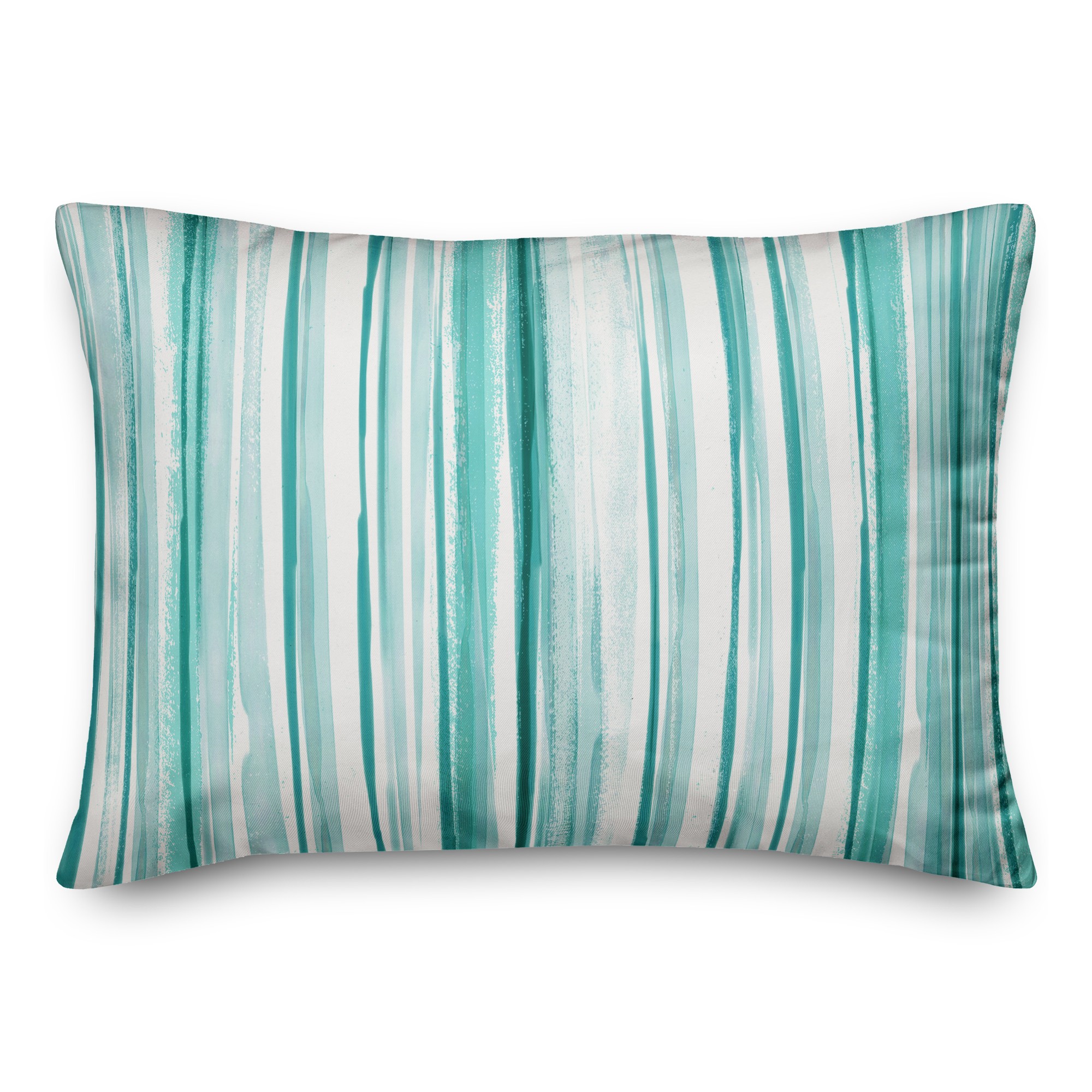 Abstract Teal Stripes 14x20 Indoor / Outdoor Pillow