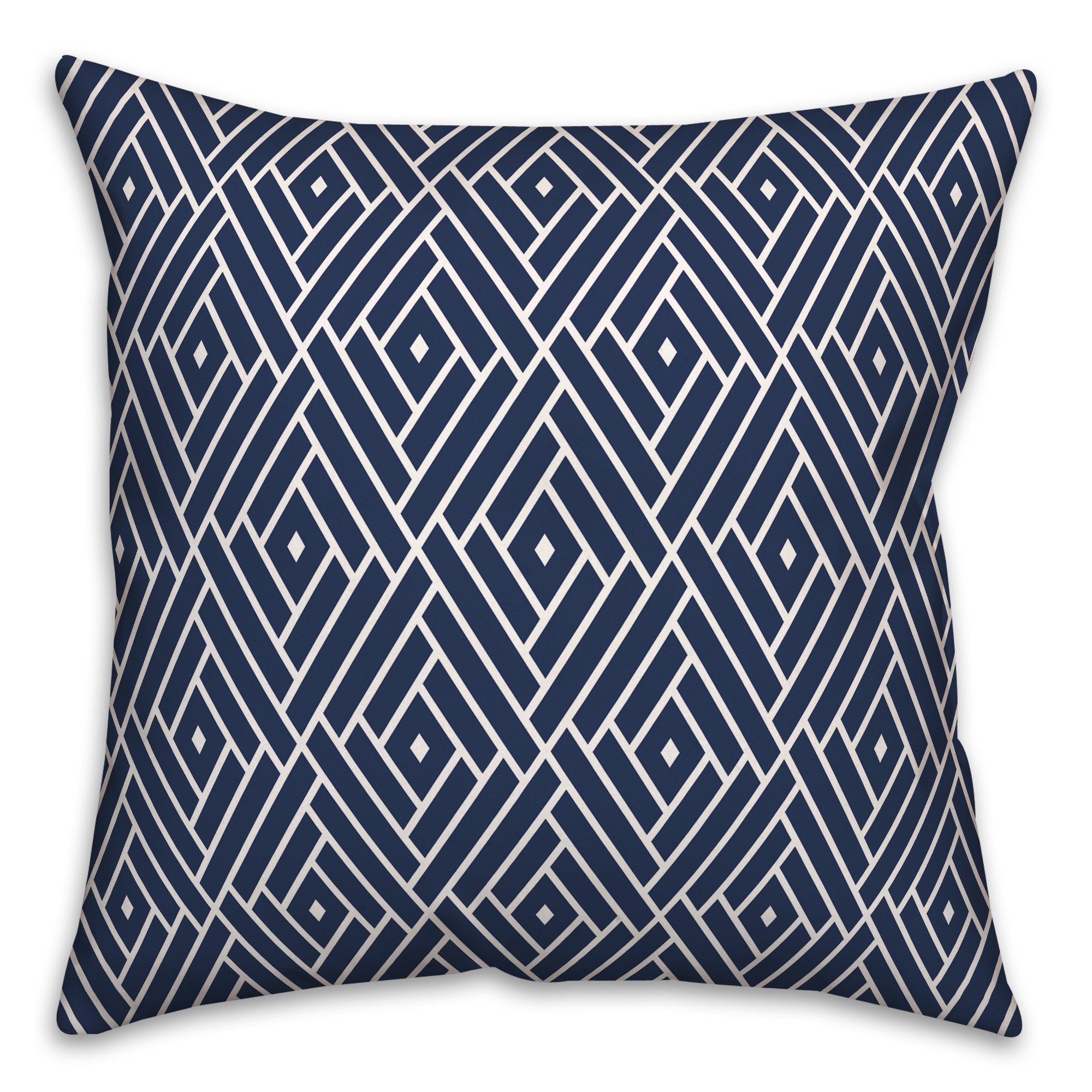 Navy Geometric Diamond Pattern 18x18 Indoor / Outdoor Pillow