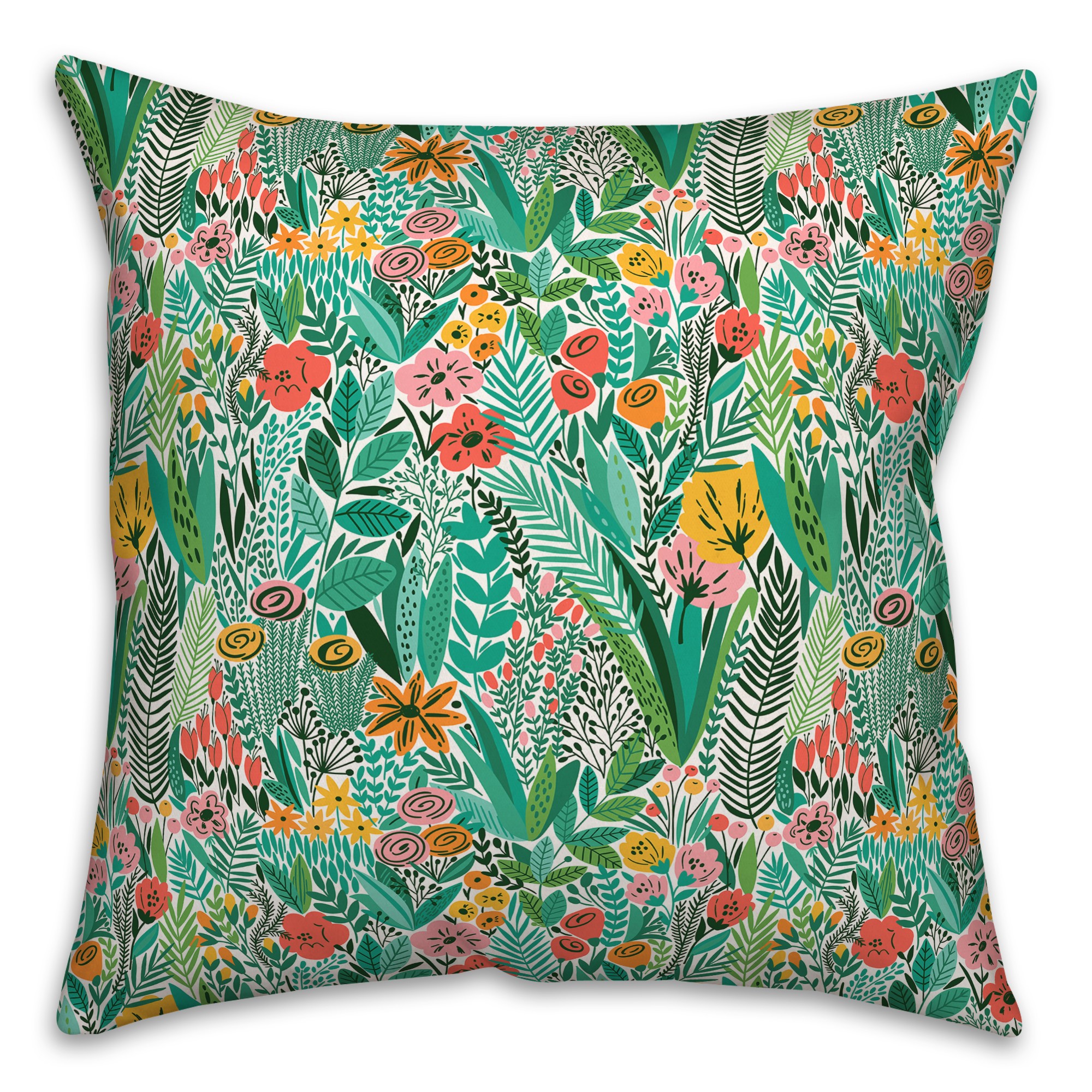 Jungle Floral Pattern 18x18 Indoor / Outdoor Pillow