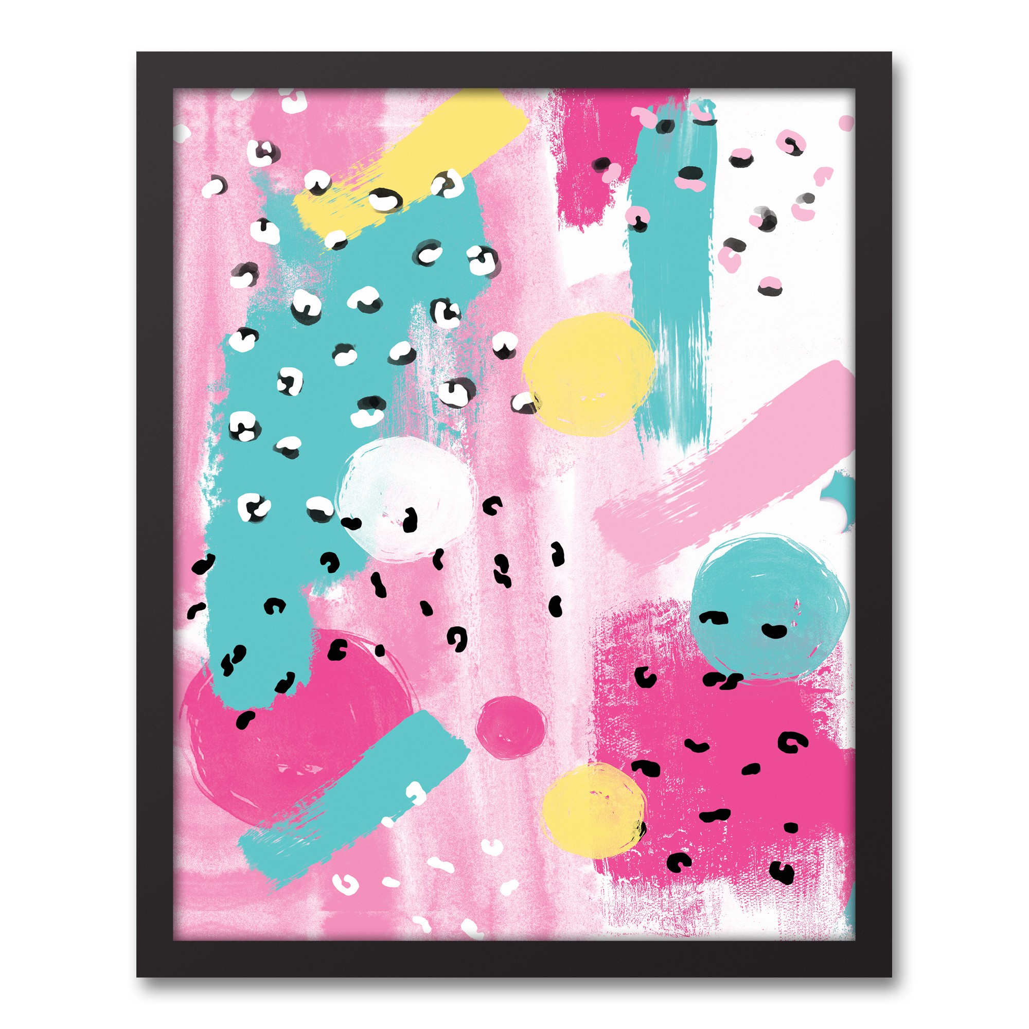Colorful Abstract Brushstrokes 16x20 Black Framed Canvas