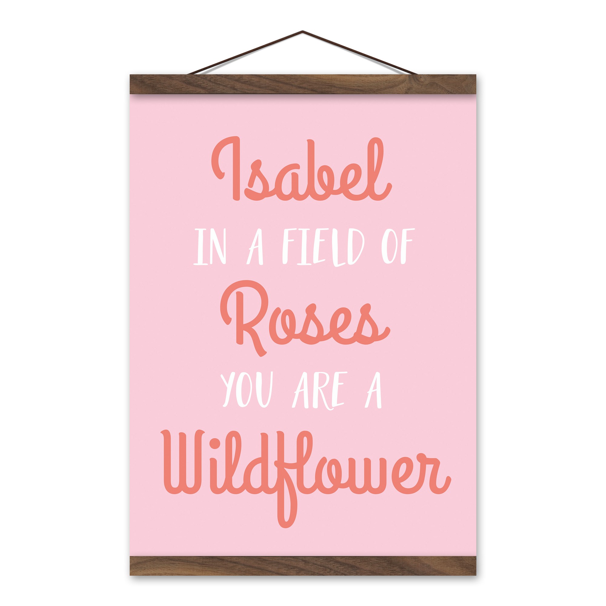 Field of Roses You Are a Wildflower 12x16 Personalized Teak Hanging Canvas
