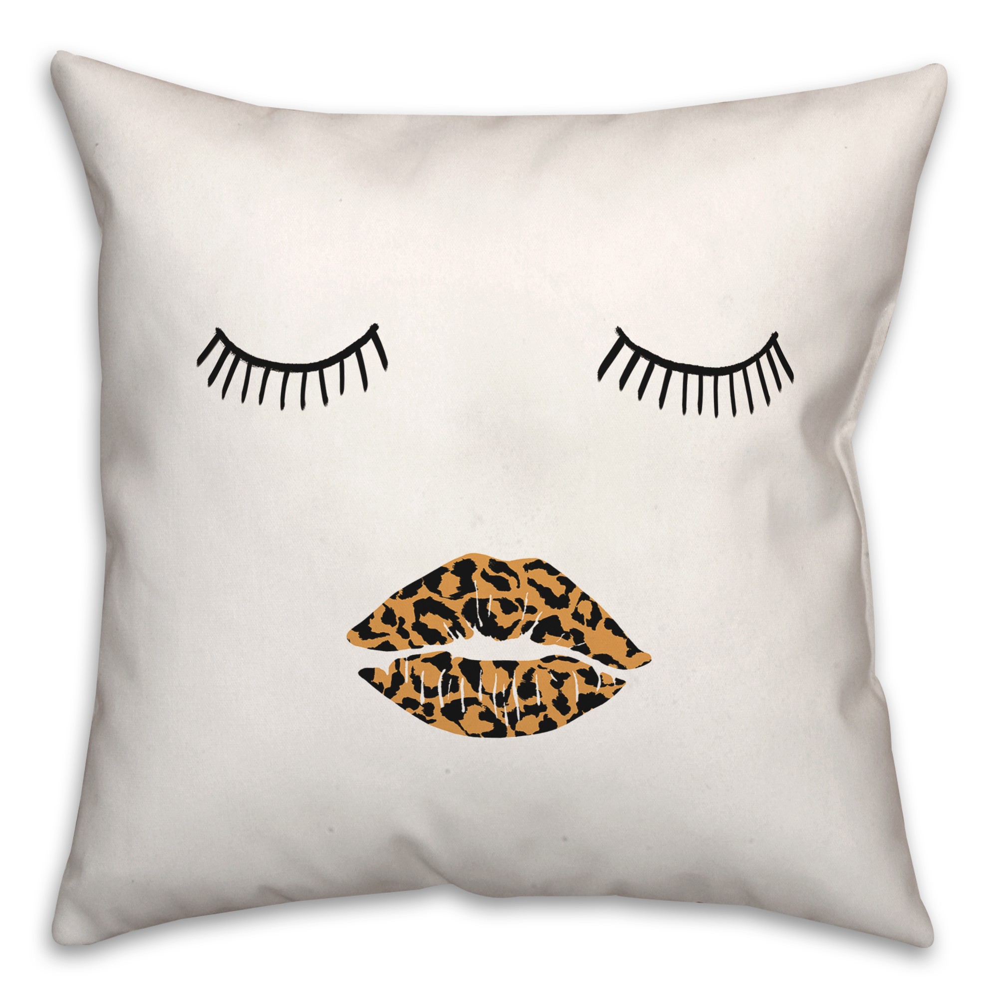 Sleepy Leopard Lips 18x18 Spun Poly Pillow