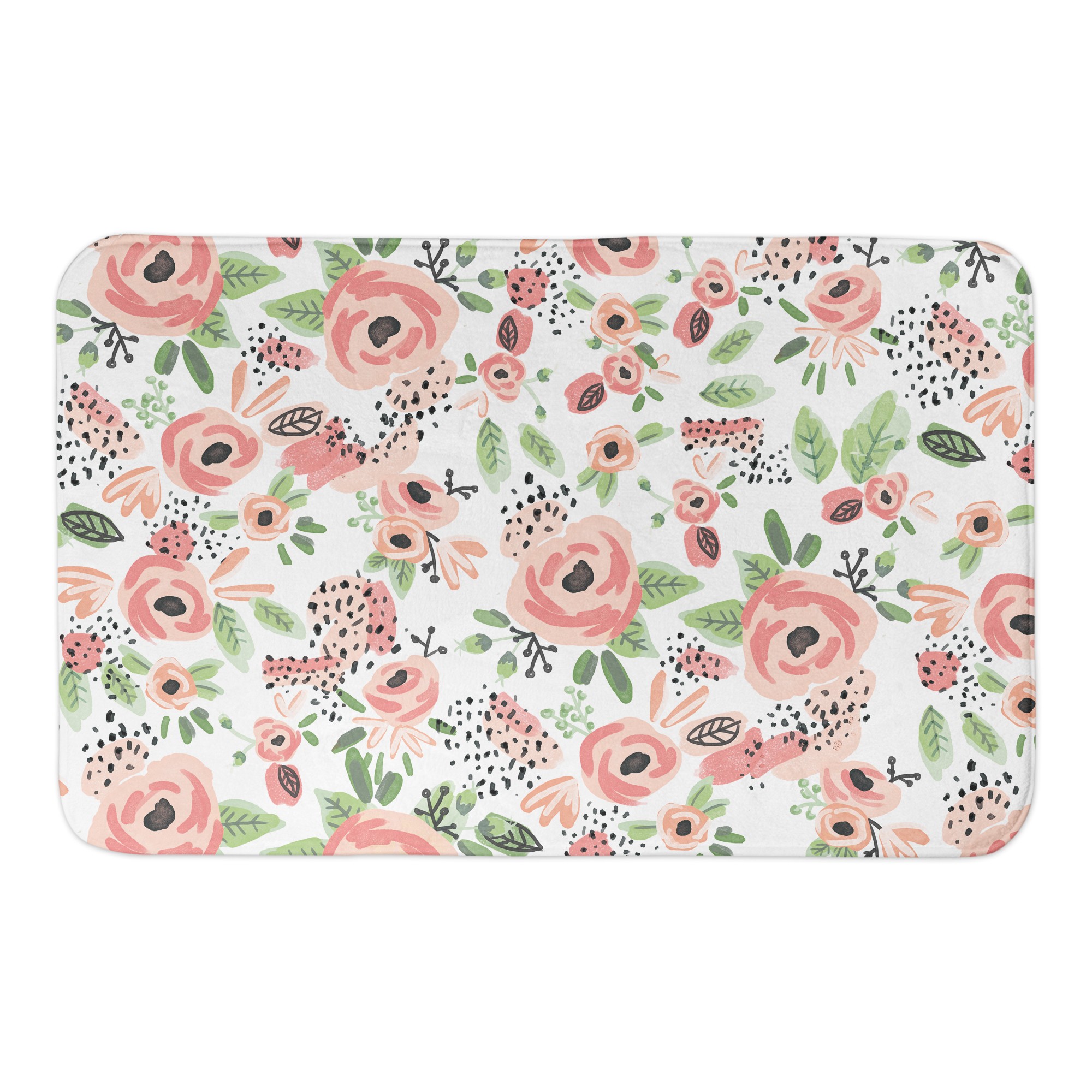 Blush Flowers Pattern 34x21 Bath Mat