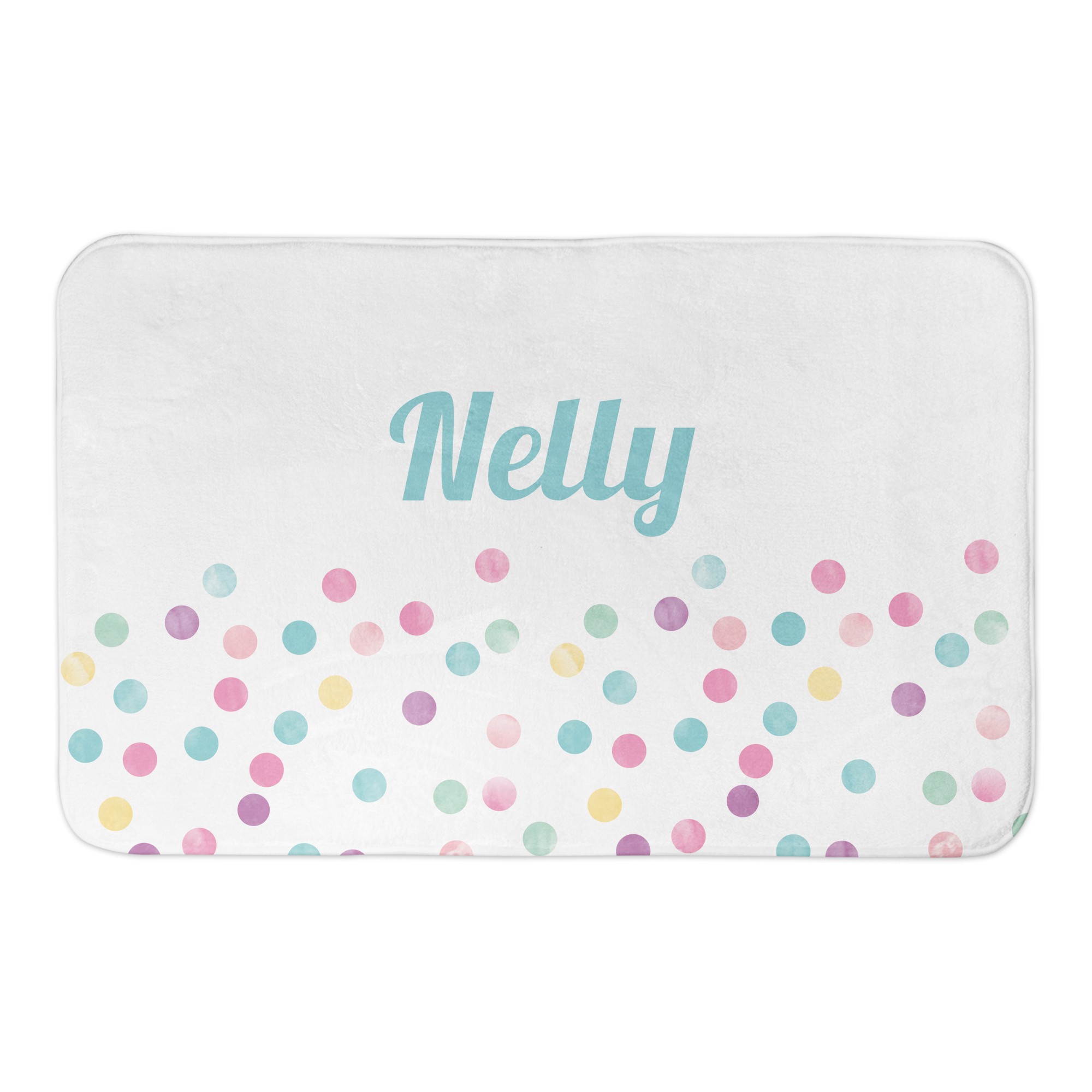 Colorful Polka Dots Name 34x21 Personalized Bath Mat