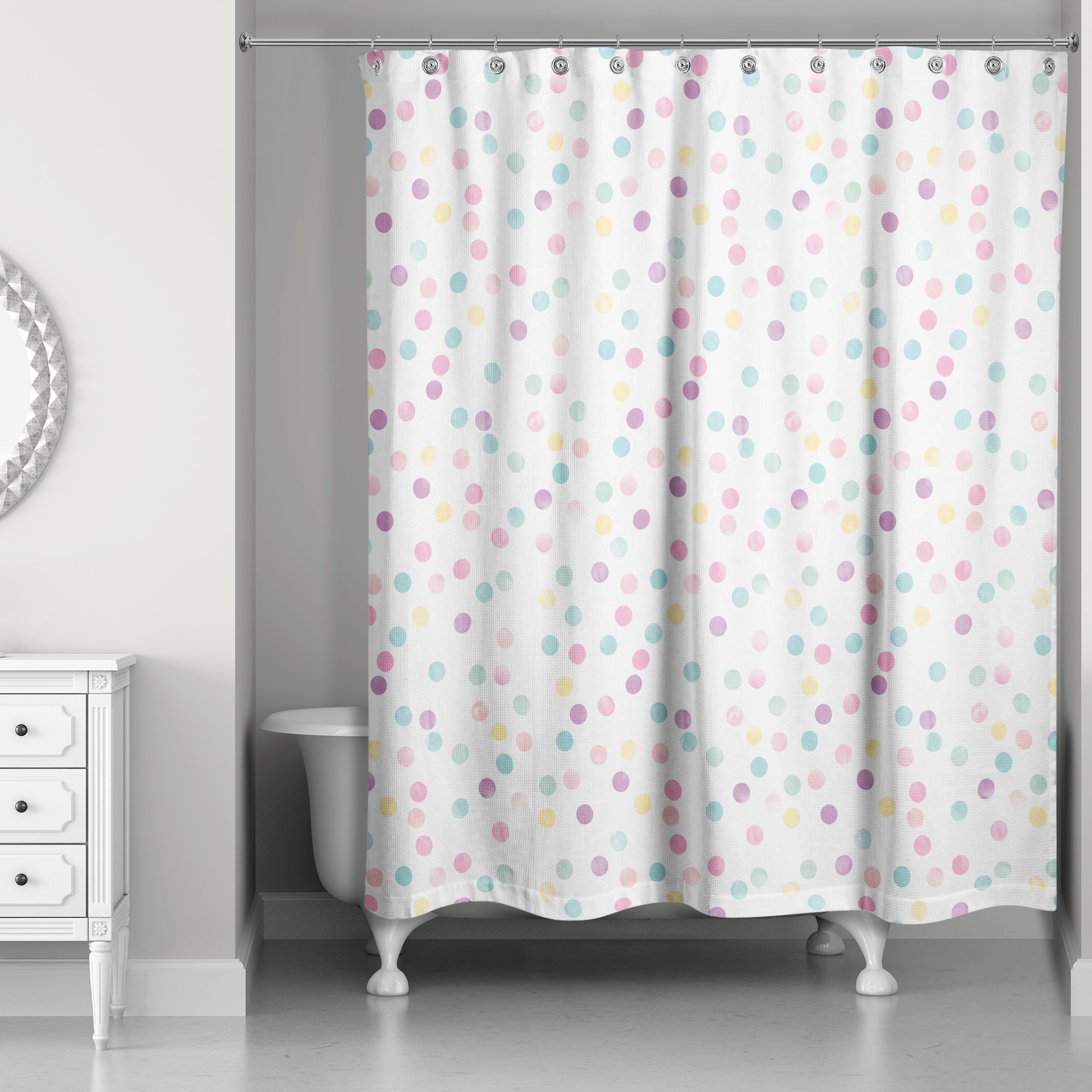 Colorful Polka Dots 71x74 Shower Curtain