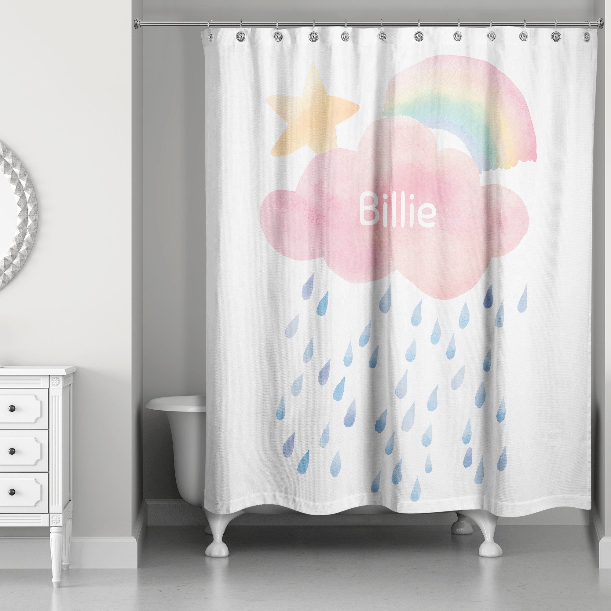 Watercolor Rain Sky 71x74 Personalized Shower Curtain
