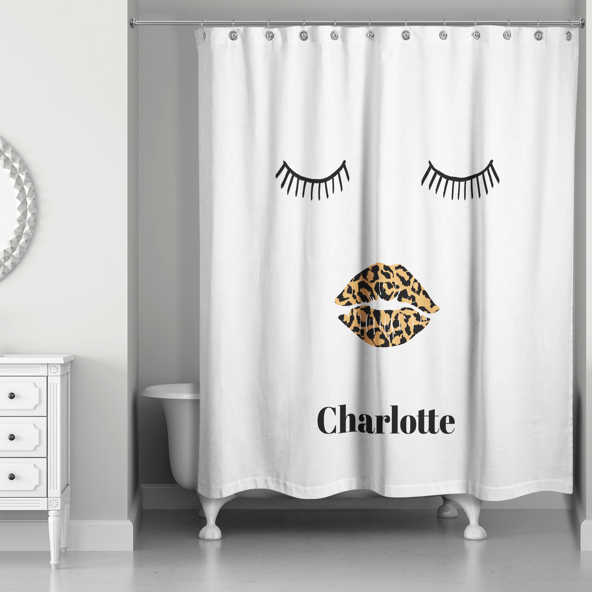 Sleepy Leopard Lips 71x74 Personalized Shower Curtain