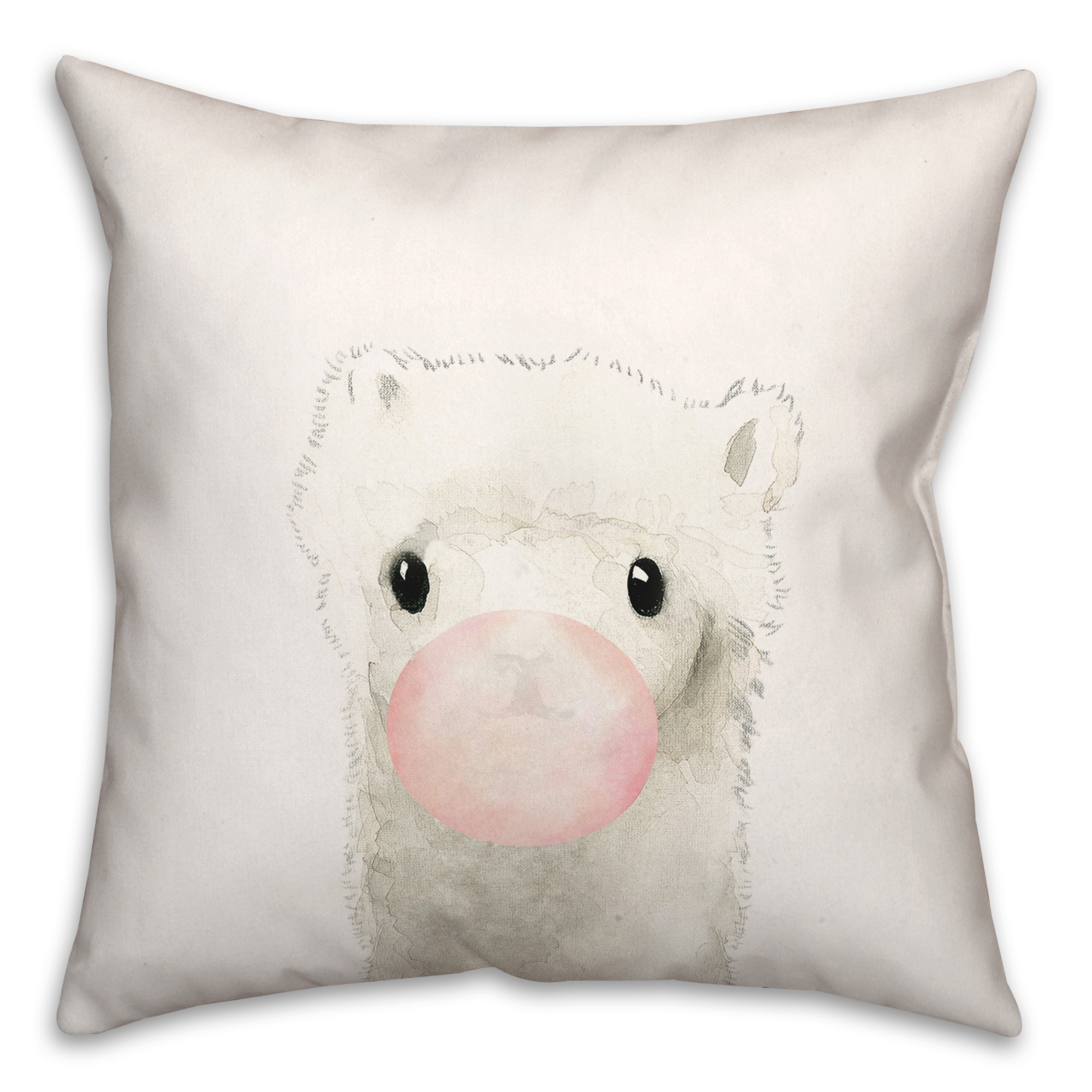 Watercolor Bubblegum Llama 18x18 Spun Poly Pillow