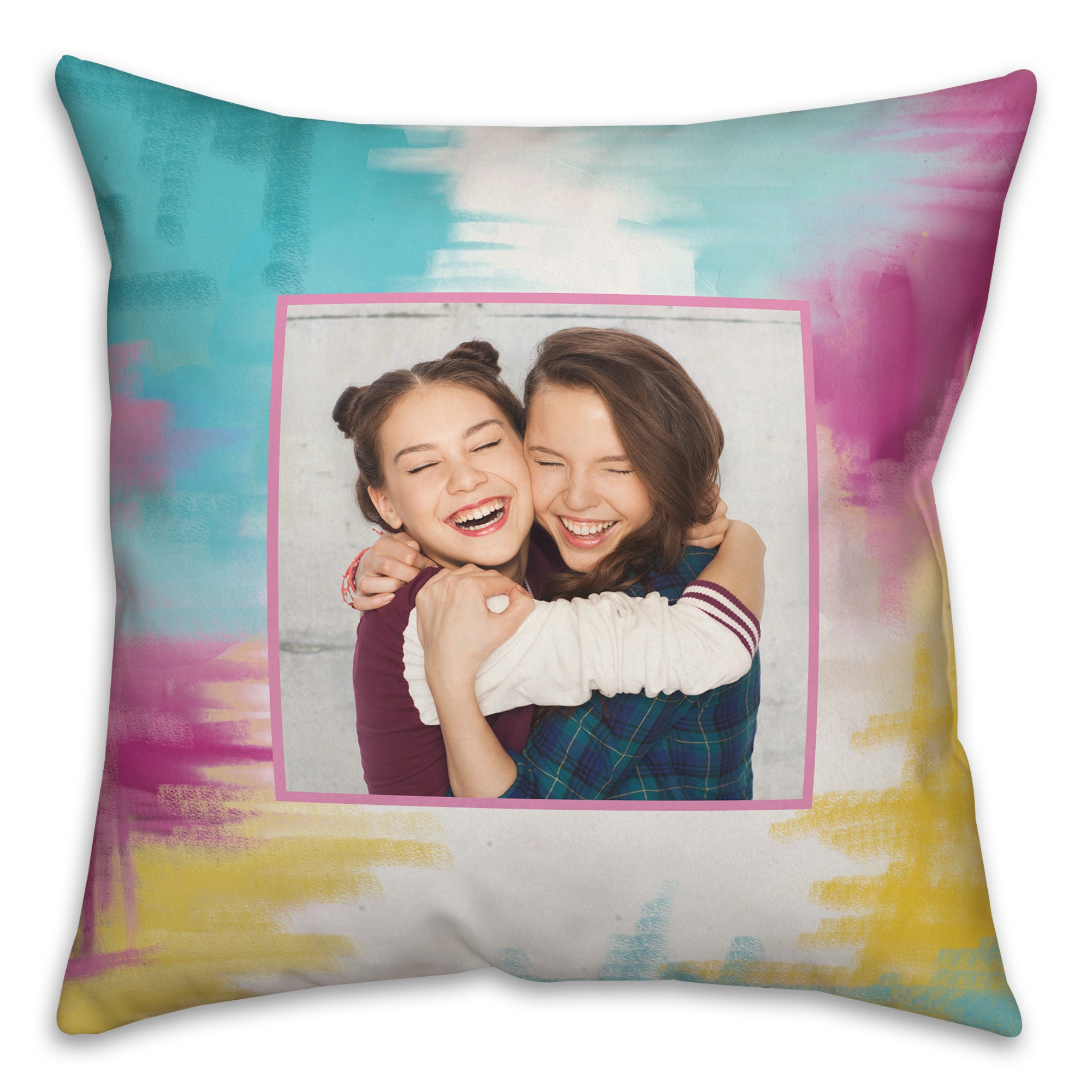 Colorful Painted Frame 18x18 Personalized Spun Poly Pillow