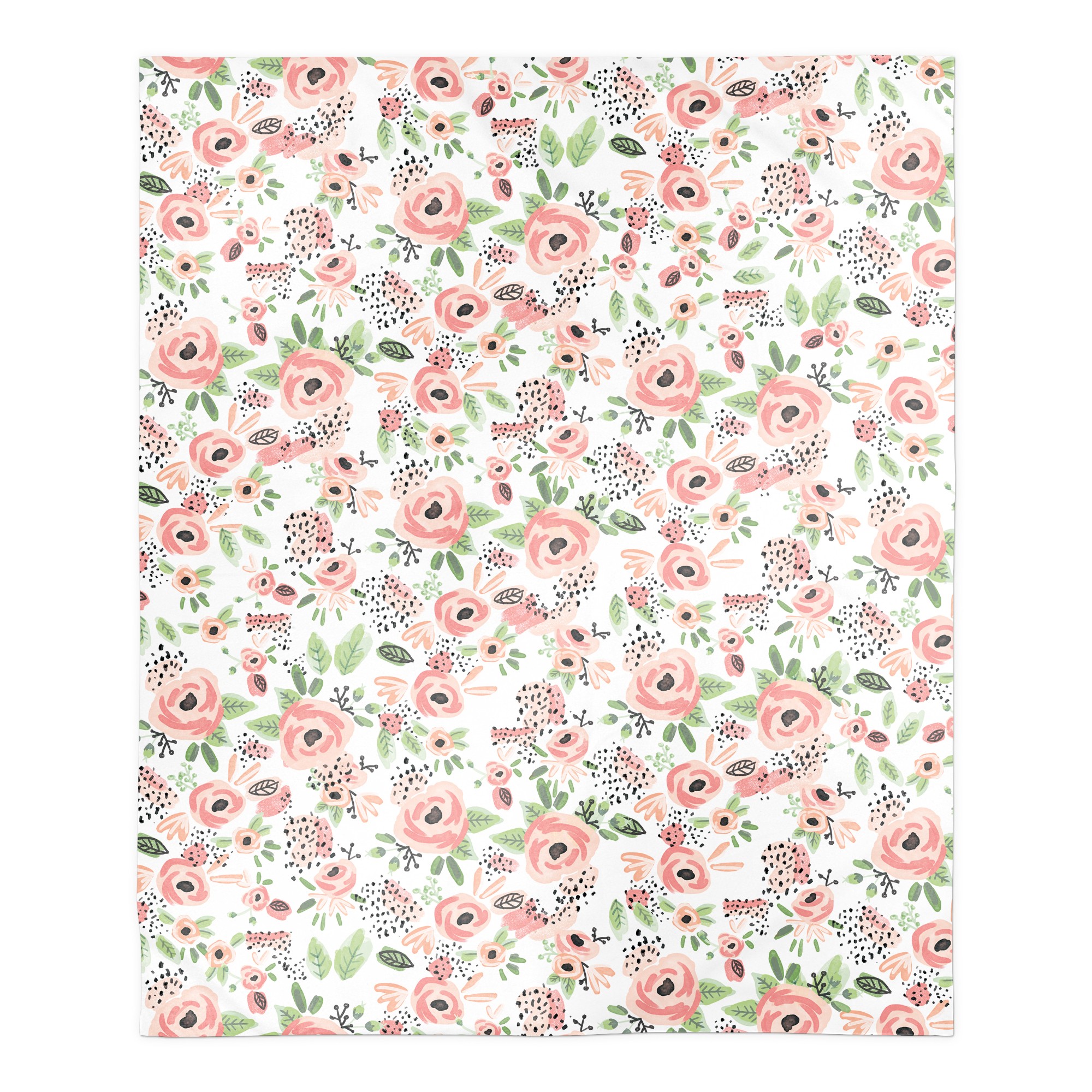 Blush Flowers Pattern 50x60 Sherpa Fleece Blanket