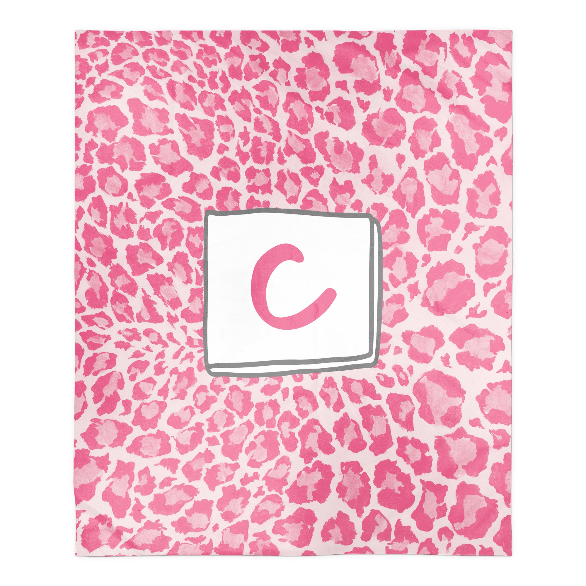 Pink Leopard Monogram 50x60 Personalized Sherpa Fleece Blanket