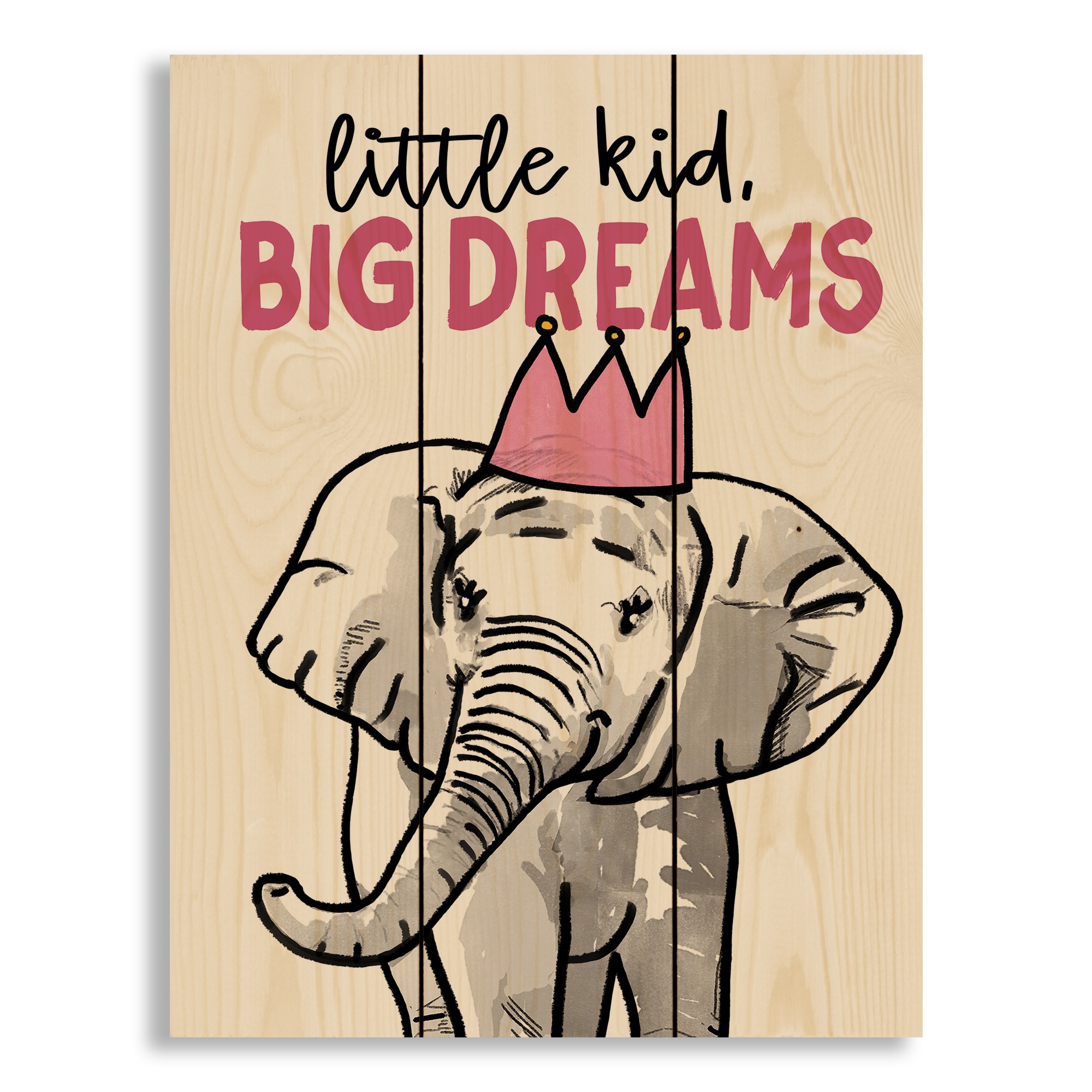 Big Dream Elephant 10.5x14 Pallet Wood Art