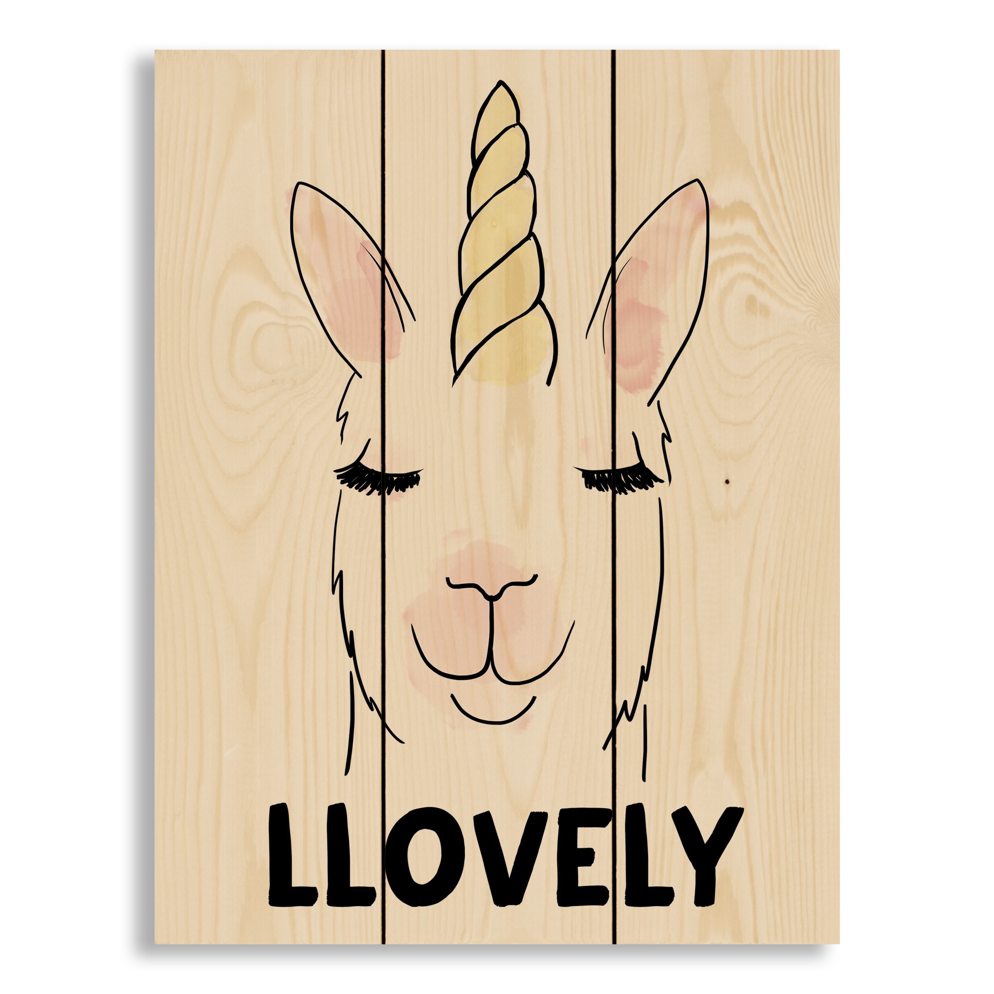 Lovely Llamacorn 10.5x14 Pallet Wood Art
