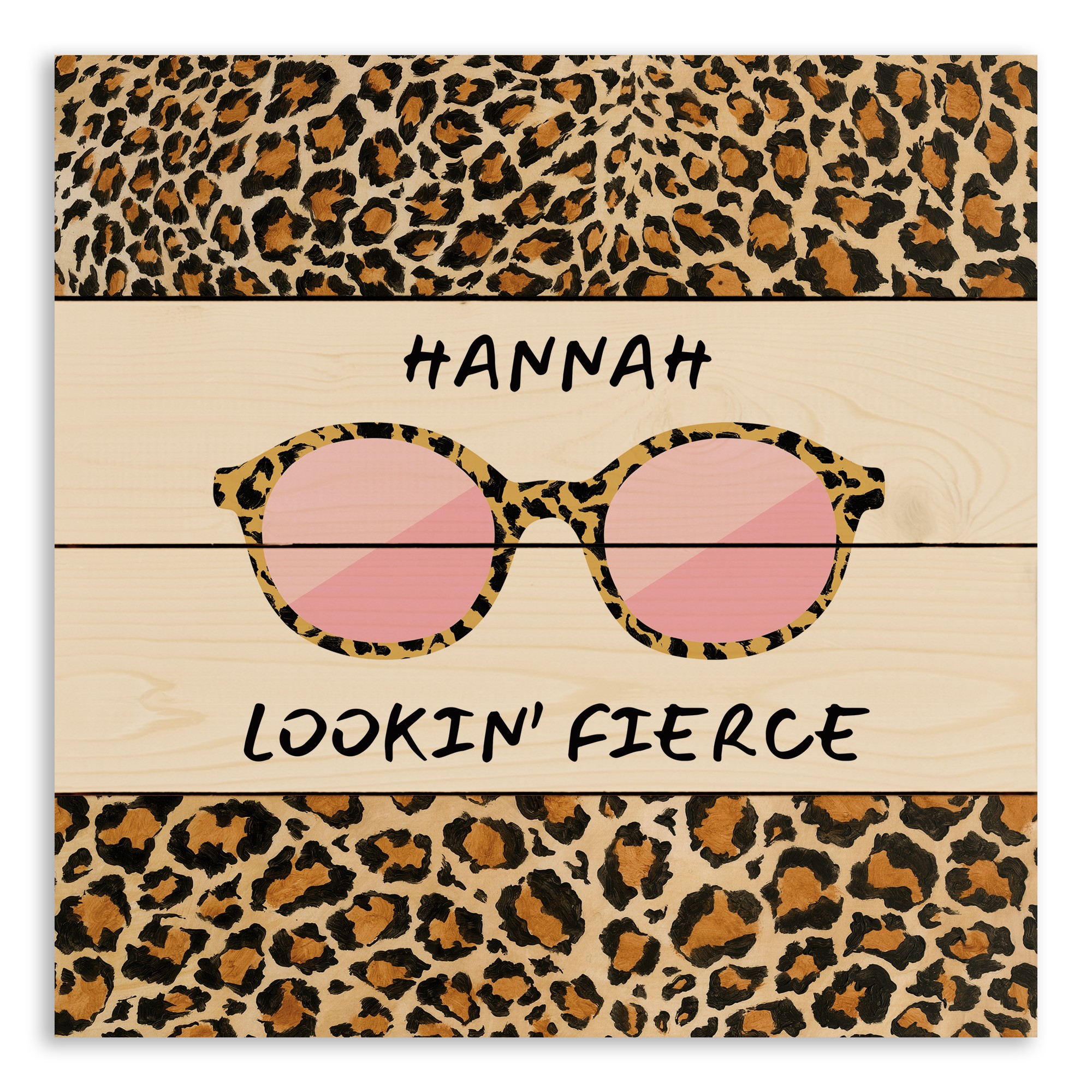 Lookin Fierce Leopard Sunglasses 14x14 Personalized Pallet Wood Art